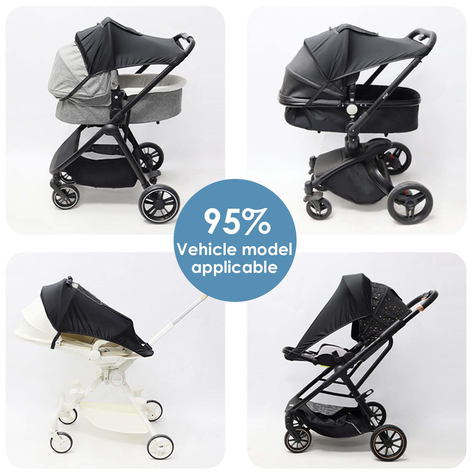 Parasol para Cochecitos con Protección UV 50+, Parasol Universal para Cochecito con Ventana de Visualización y alas de Sombra Extra Anchas