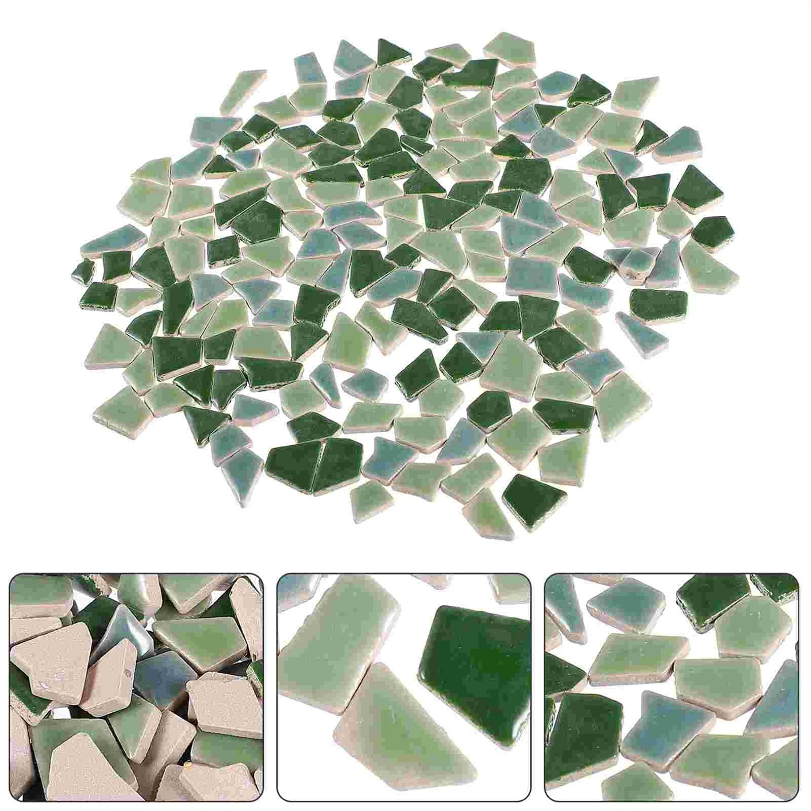 Mosaico de Vidrio 200 g de Piedras de Mosaico Irregulares delicadas Azulejos acristalados Bonitos Bricolaje Azulejos de Mosaico (Color : Green, Mosaic Tile Size : 0.5X2CM)