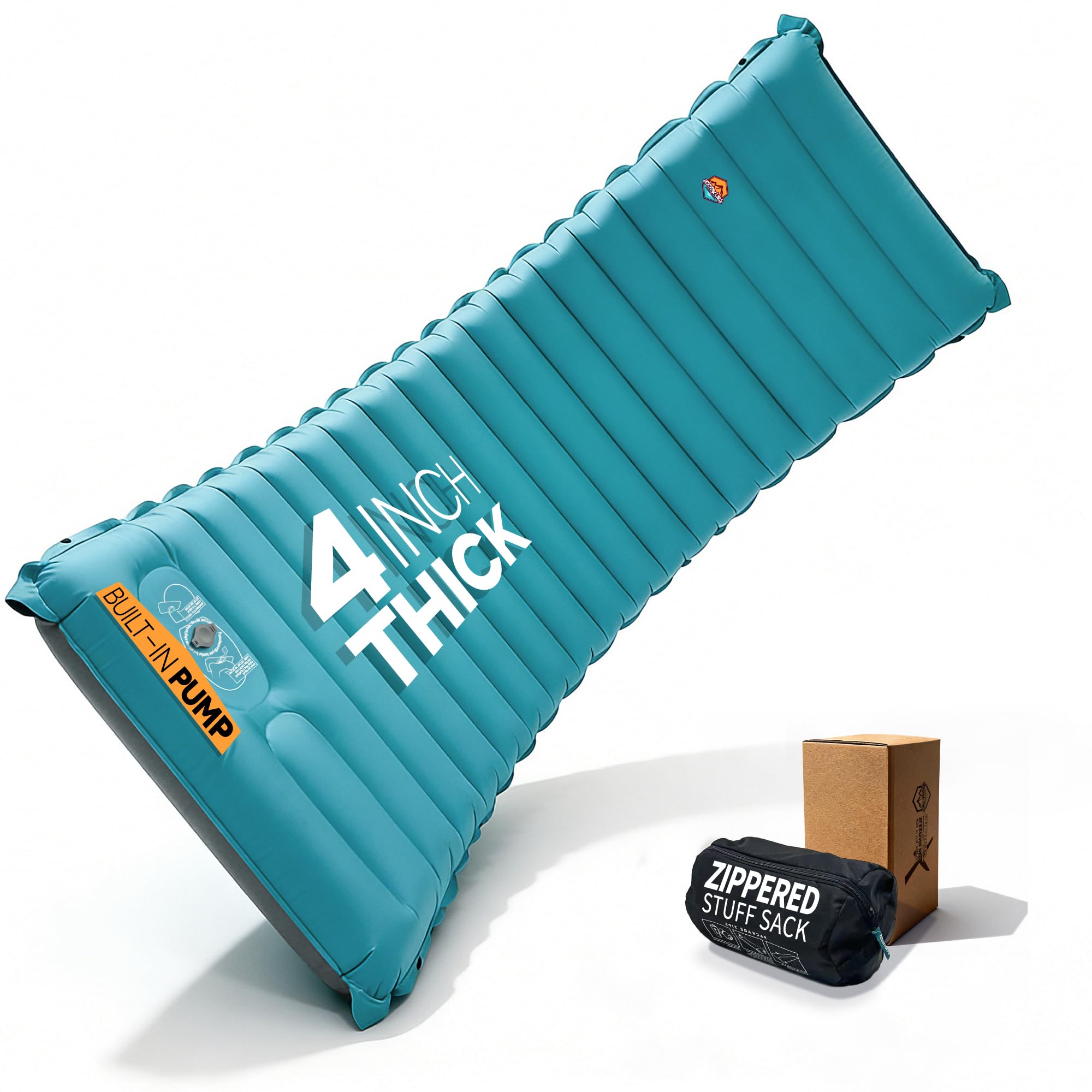 ZOOOBELIVES Inflatable Camping Sleeping Pad, 4-Inch Thick Full Air Support, No Bottoming Out for Side Sleepers, Camping & Backpacking Mattress with Built-in Foot Pump, Durable & Compact – Airlive2000