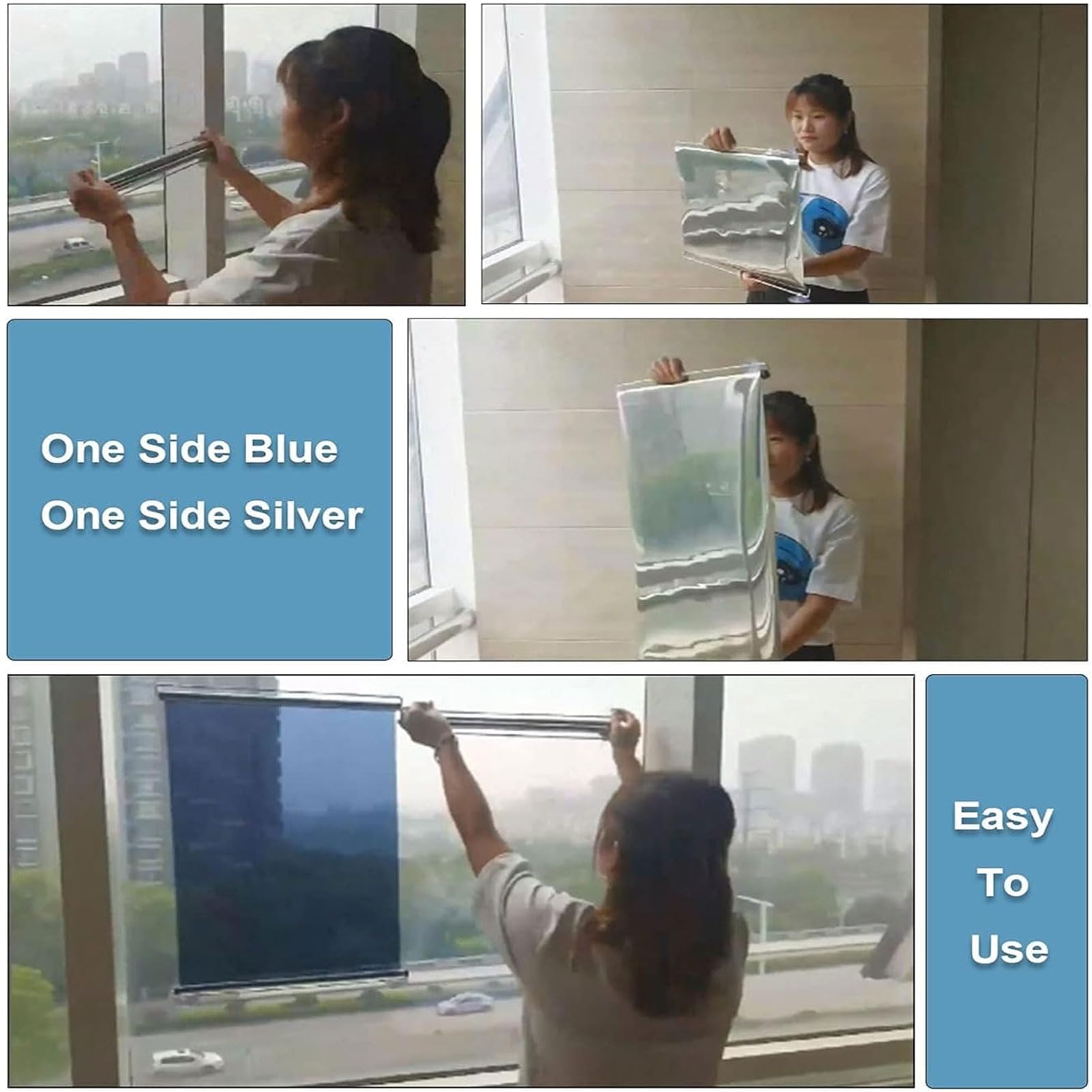 HUHJYUGE Saugnapfes Rollo Fensterrollo, Sonnenschutz Verdunkelungsrollo mit Saugnäpfen, Sichtschutz Temporäre Jalousien für Fenster, Sichtschutz Einziehbarer, Ohne Bohren (50X200cm)