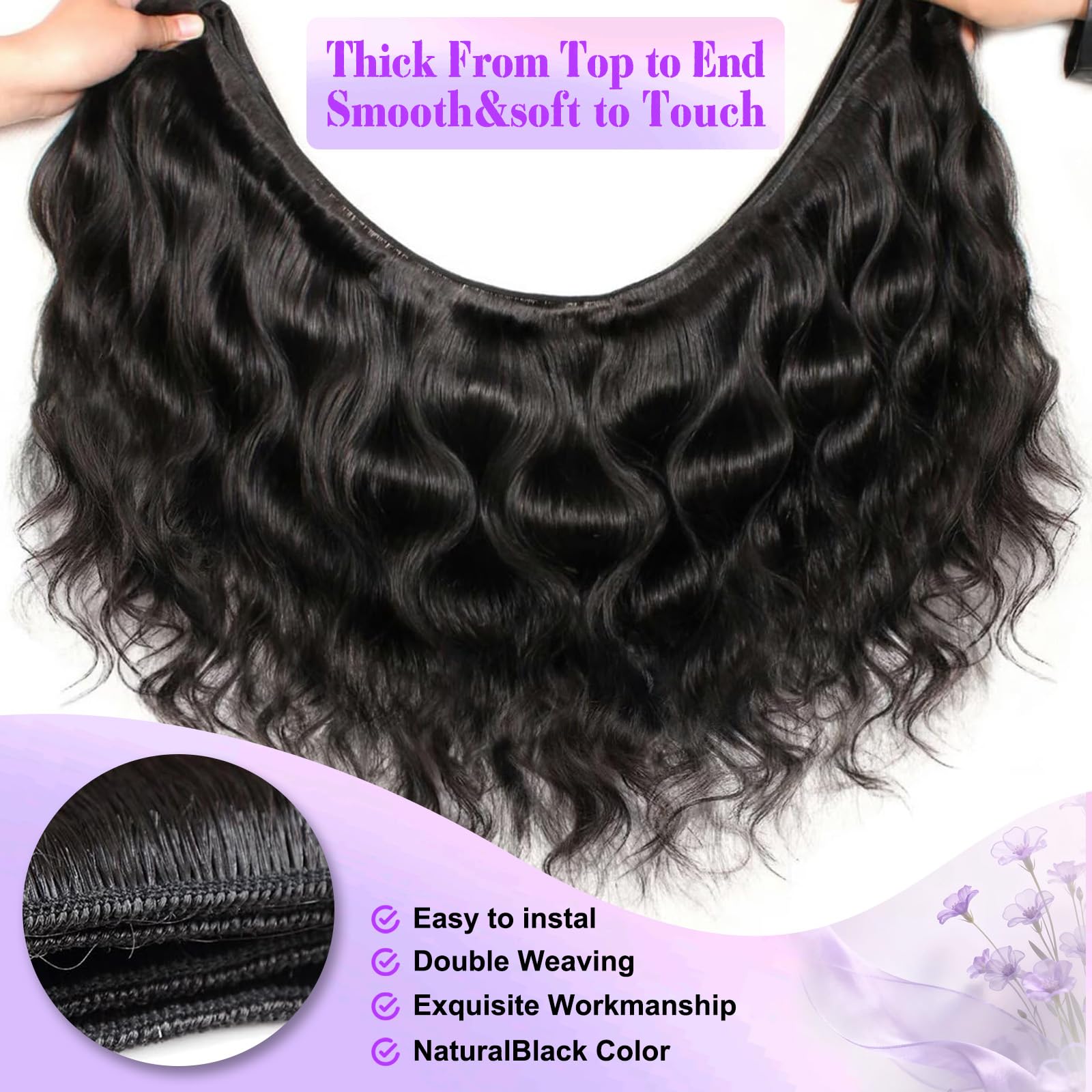 Paquetes de cabello humano ondulado 12A, 22, 22, 22, 22, 22, 22, 22, 22, color negro natural, 100% sin procesar, cabello humano virgen Remy ondulado para mujer