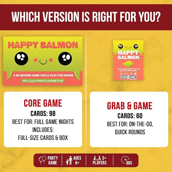 Exploding Kittens Happy Salmon Grab & Game, 3-5 Players, Ages 6+
