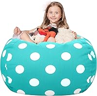 Vista 26 de WEKAPO - Puf con cremallera para guardar juguetes de peluche, hecho de lona de algodón de alta calidad, extragrande de 38 pulgadas, ideal