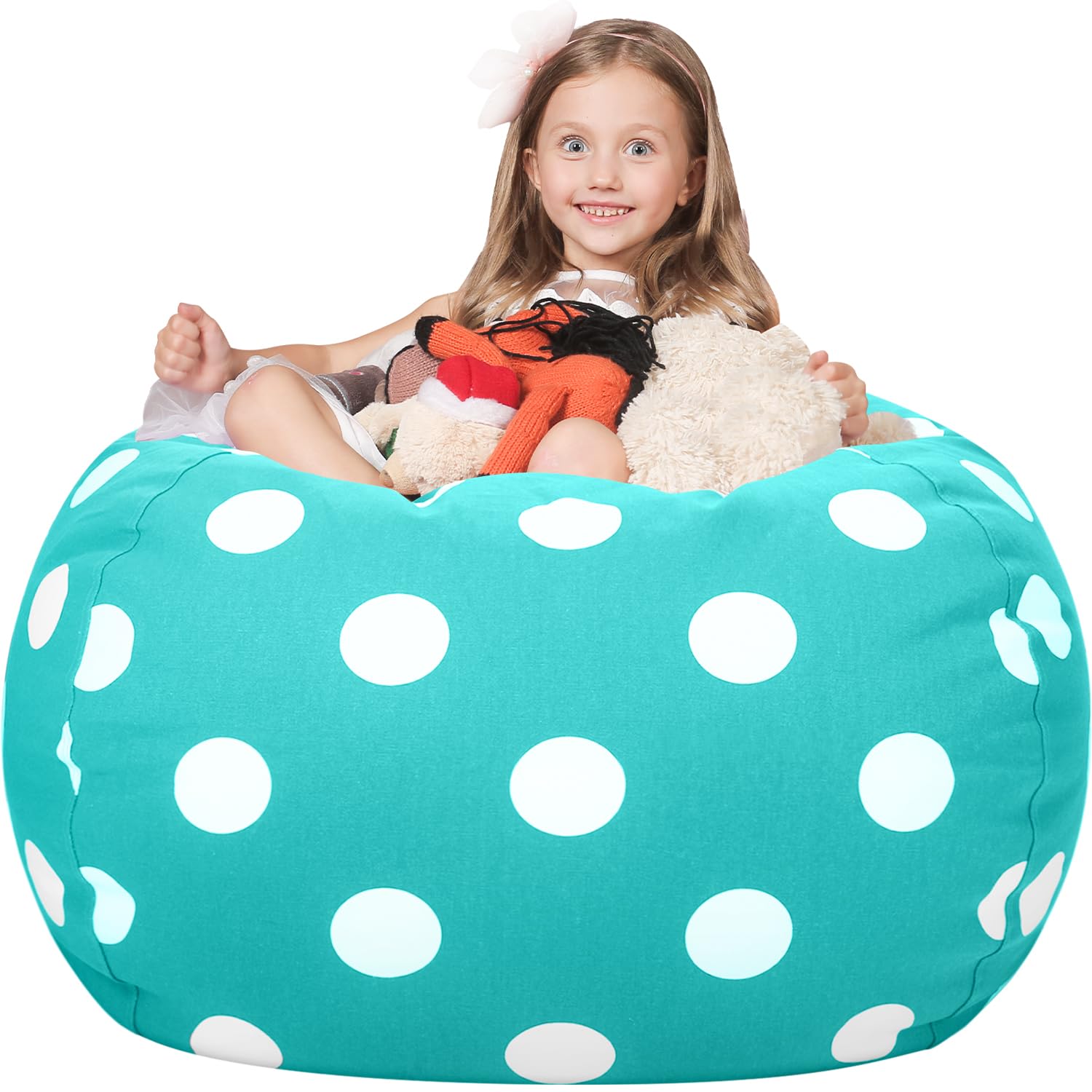 WEKAPO Stuffed Animal Storage Bean Bag Chair Cover for Kids