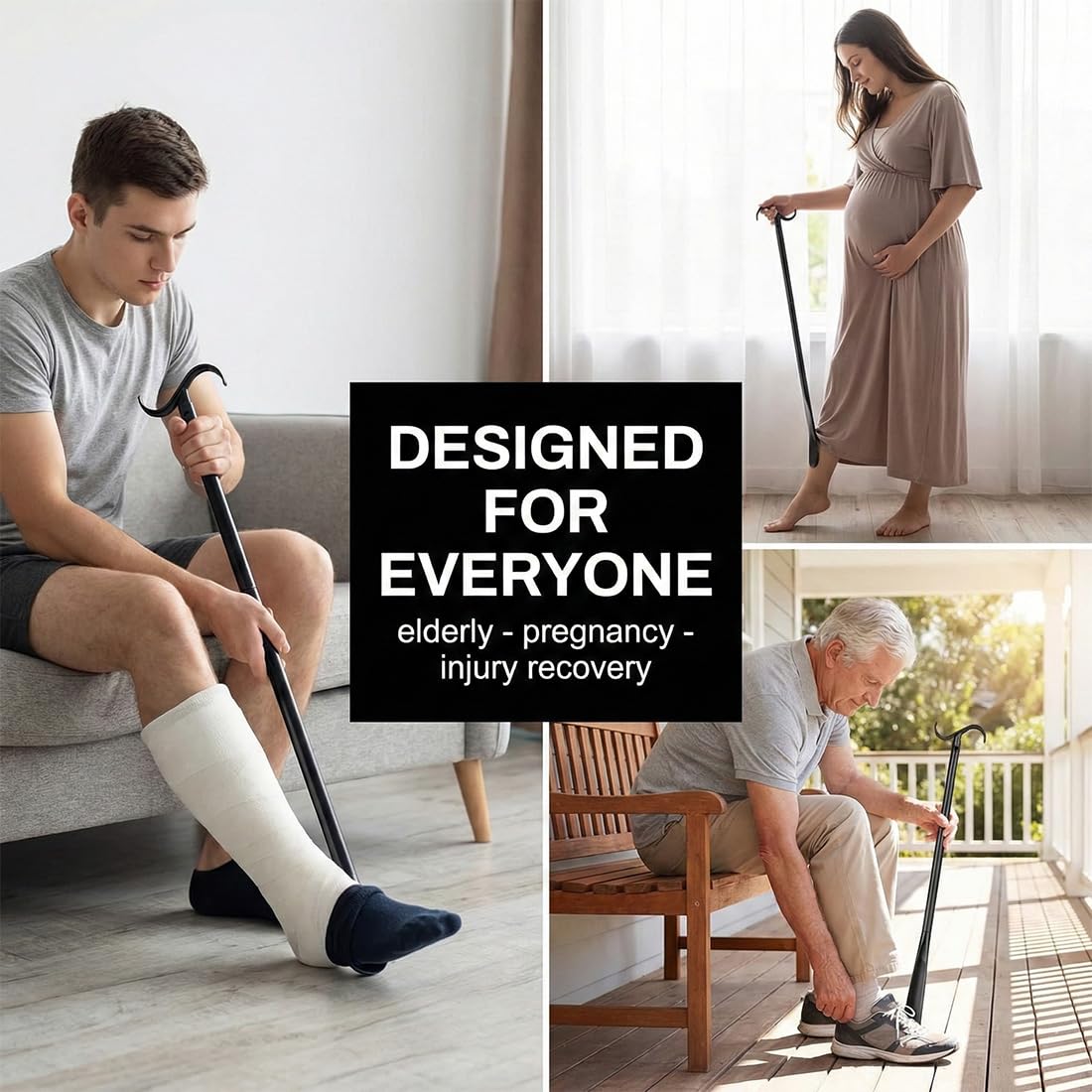 Calzascarpe Lungo, Metti Calze per Anziani 3 in 1, Infila Calze Aiuto, Calza Calze per Vestirsi e Aiuto, donna e anziani per mettere e togliere le scarpe