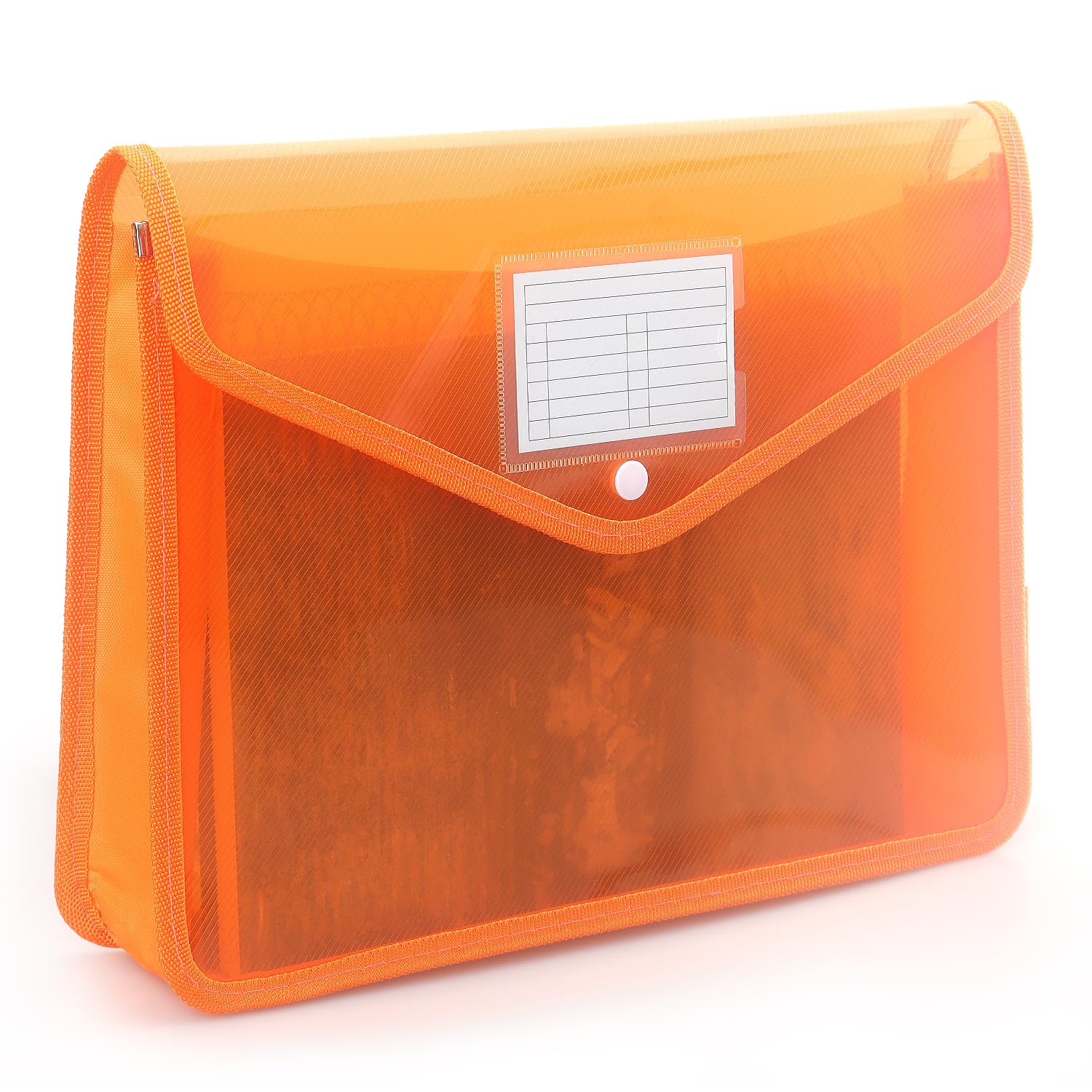 Plastic Expanding File Folder, Transparent envelopes with Snap Closure, No Dividers, Large Capacity, Fit Letter/A4 Size (Orange)