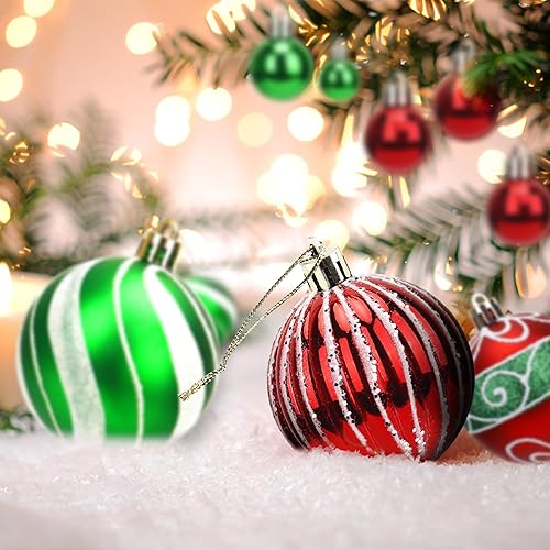 Miniatura 4 de Esferas de adornos de Navidad, 44 bolas de Navidad que incluyen 12 unidades de 2.36 pulgadas y 32 unidades de 1.18 pulgadas, decoraciones de árbol