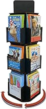 Rotating Greeting Card Display Stand, 3 Tier Wooden Organizer, 4-Sided Display Rack 360 Degree Spinning Multi-Pocket Display for Coasters, Stickers, Retail, Showcase, Tradeshow (Ebony)