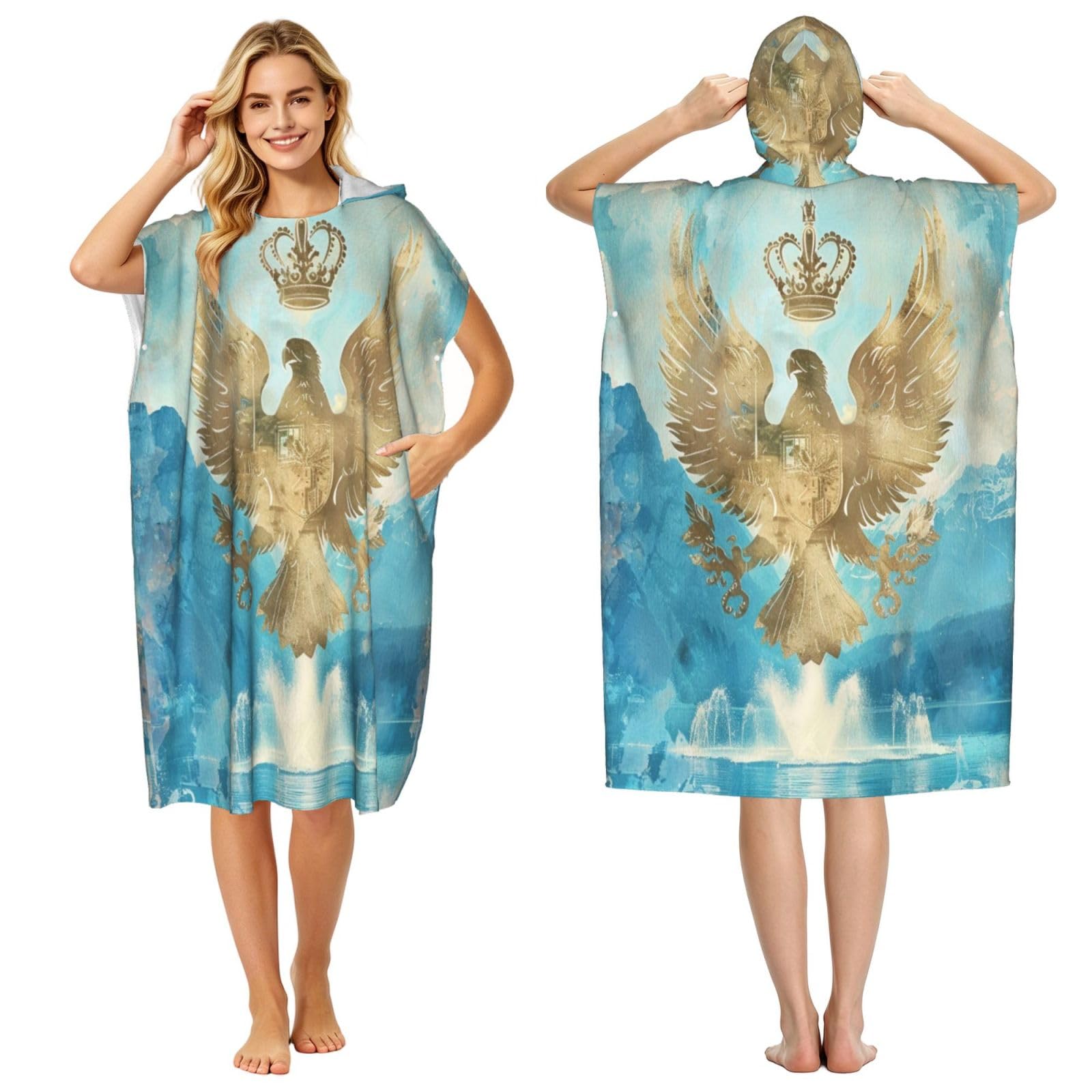 DTHKJNLSF Flag Of Geneva State Adult Hooded Beach Poncho Towel