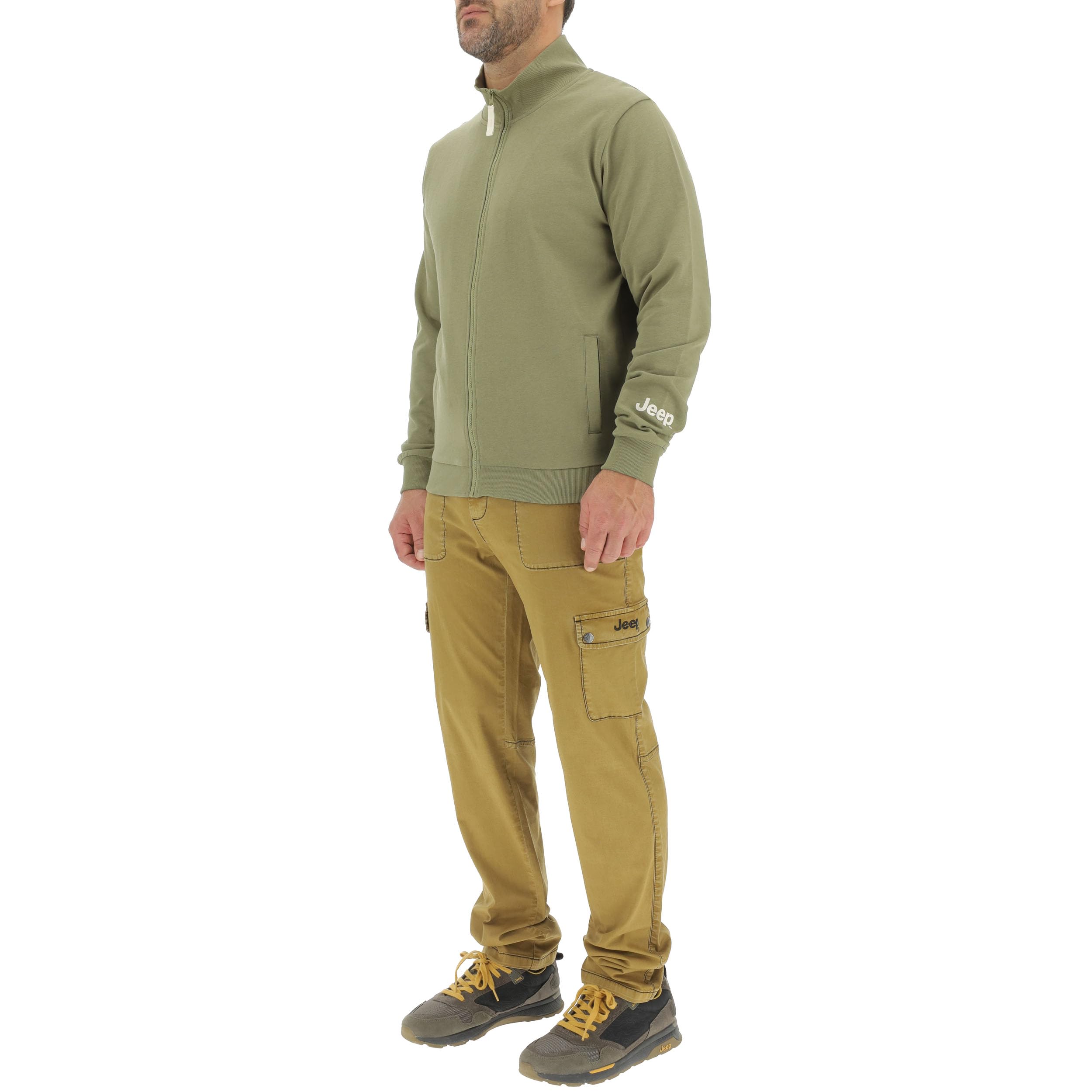 Jeep J Man Sweatshirt Full Zip Move Mountains Back Print & Jeep Wrist Print J24s Felpa Uomo (Pacco da 1)