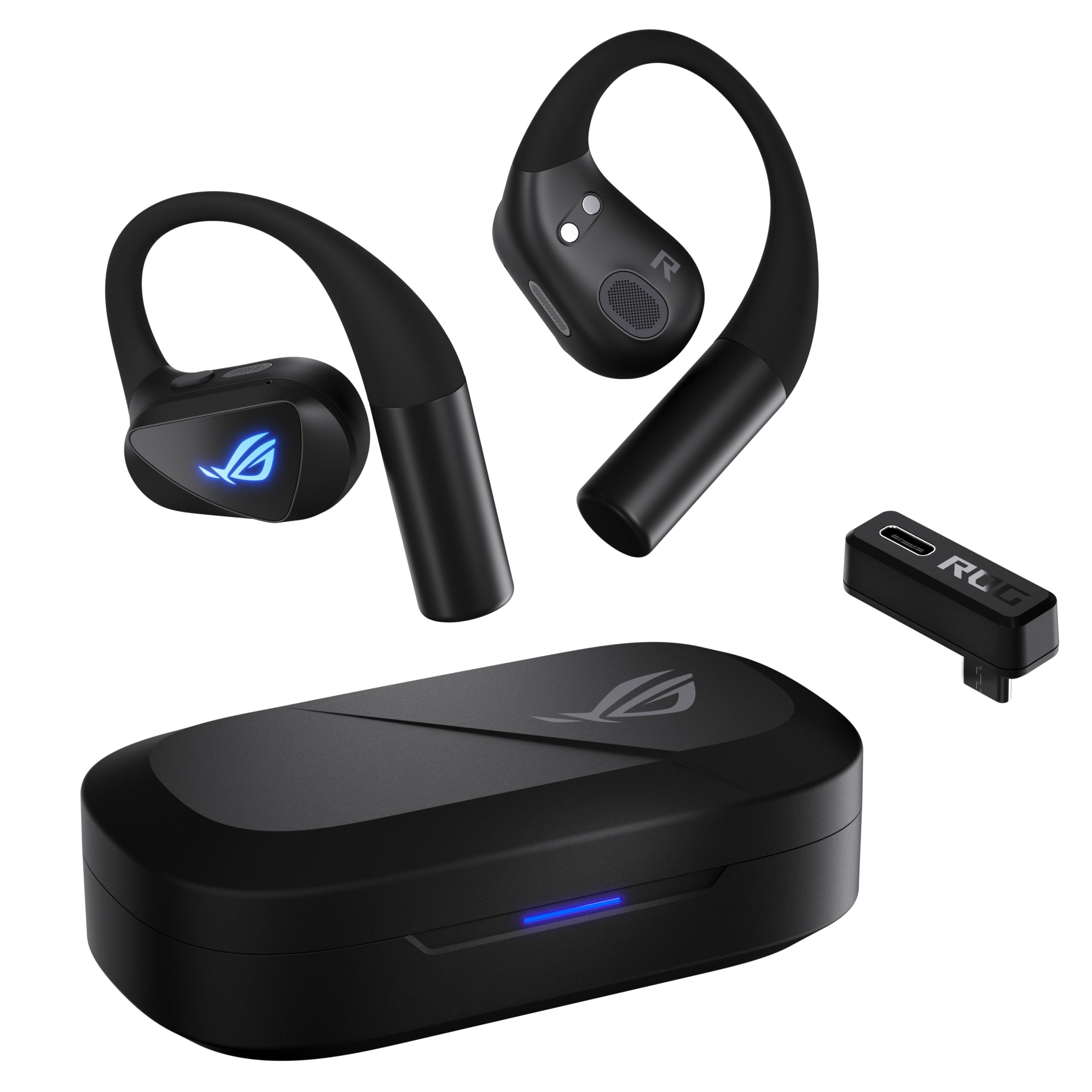 ASUS ROG Cetra Open Wireless Gaming Earbuds Kopfhörer | Dual-Mode-Bluetooth, ROG SpeedNova 2,4-GHz, offenes Ohrdesign, abnehmbares Nackenband, Quad-Mic mit AI Noise Cancellation