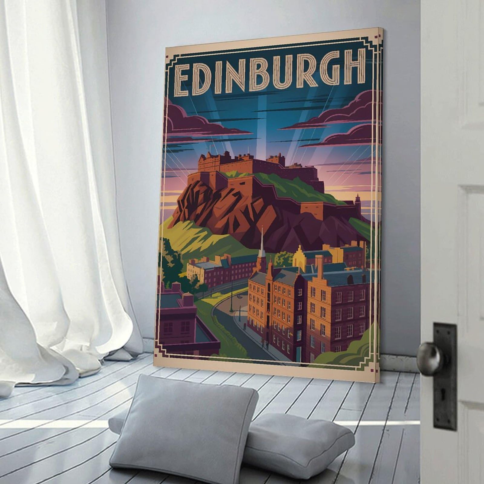 Junmoney Edinburgh Travel Wall Picture Print 16x24inch(40x60cm), for Corridors, Hallways Or Apartment Entries, Wall Decor to Refresh Empty Corners