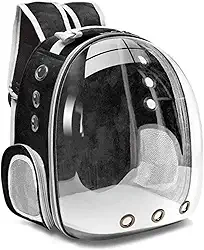 Kirk Mochila de Transporte Pet (Bolsa Astronauta) Visão Panorâmica, Ventilação 360°, Acrílico Transparente, para Cães e Gatos até 6kg, Alças Acolchoadas e Viagem Segura (Preto)