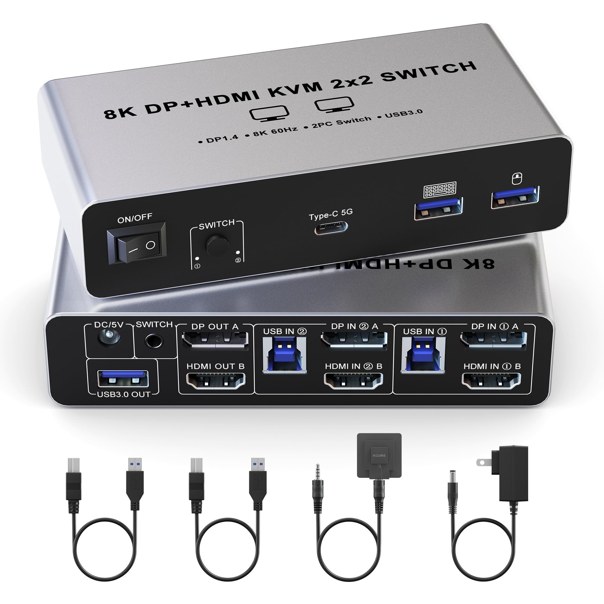 Amazon.com: Displayport HDMI KVM Switch 8K@60Hz 2 Monitors 2
