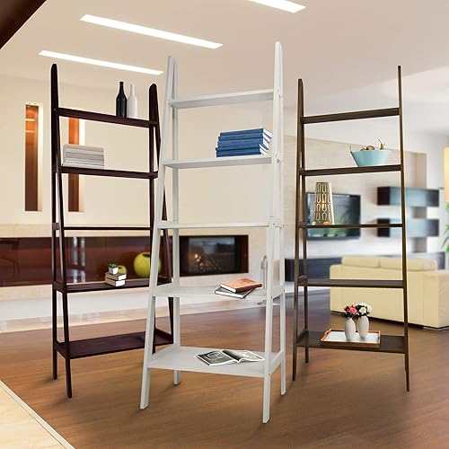 Miniatura 2 de Casual Home Librería con forma de escalera de 5 estantes de madera 100% sólida, estándar, color expreso