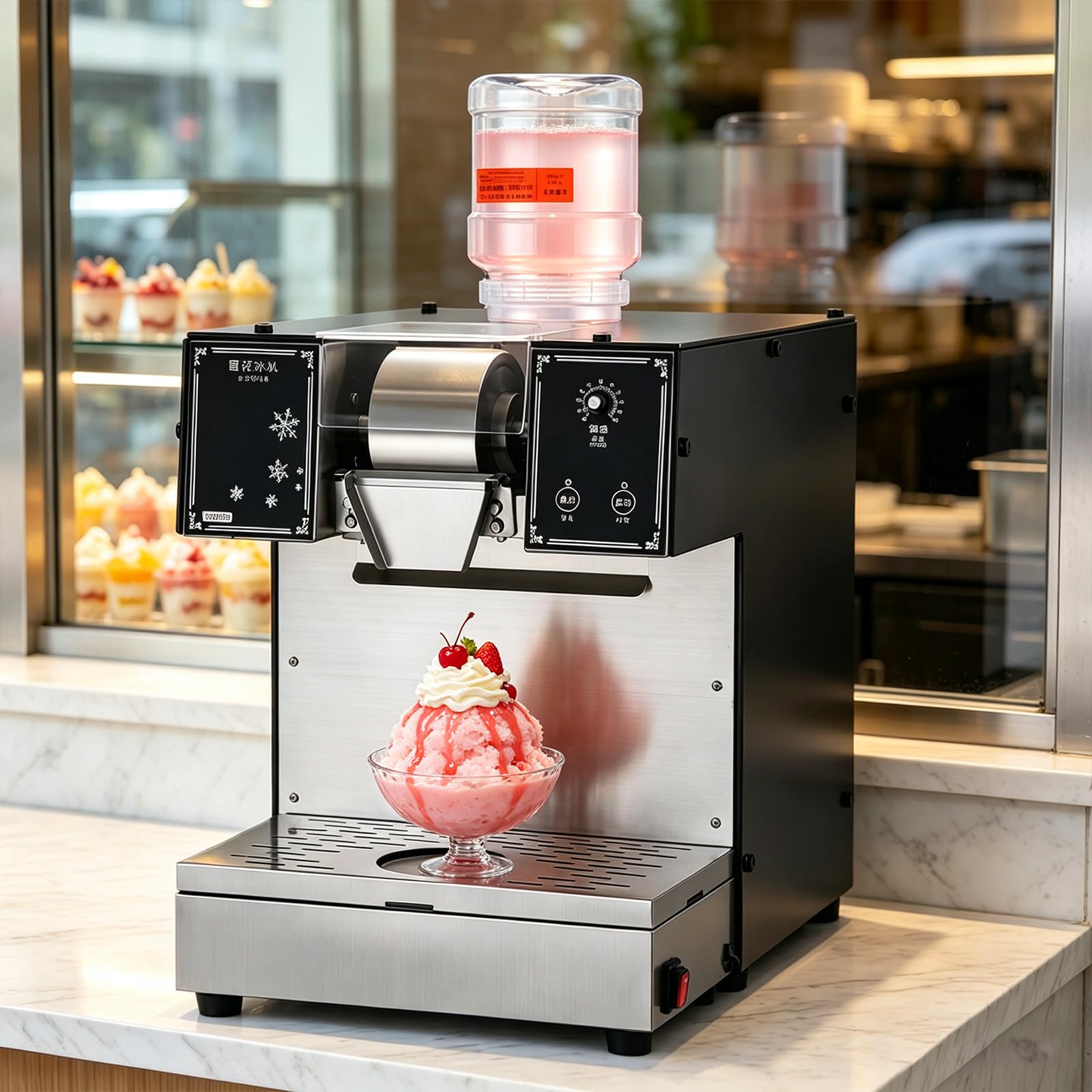 FRANREADER Fast-Action Ice Crusher Machine 3-Second Quick Chill, 180kg Daylong Output, Easy Variable Speed & Quiet Powerful Motor. Reliable Snowflake Ice Maker for Diners and Street Vendors.