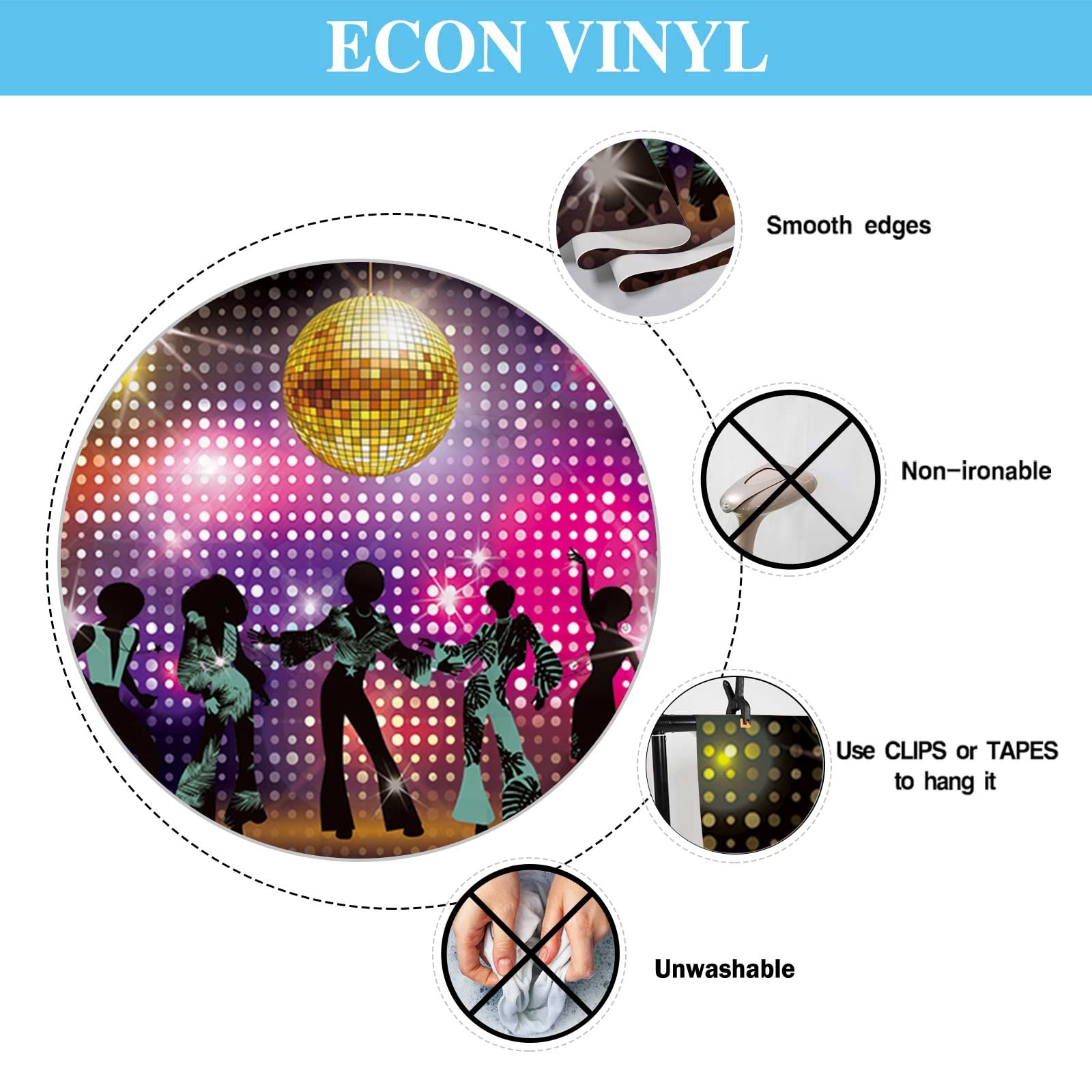 Buy Allenjoy 7x5ft Vintage 70s Disco Decoration Backdrop for Parties