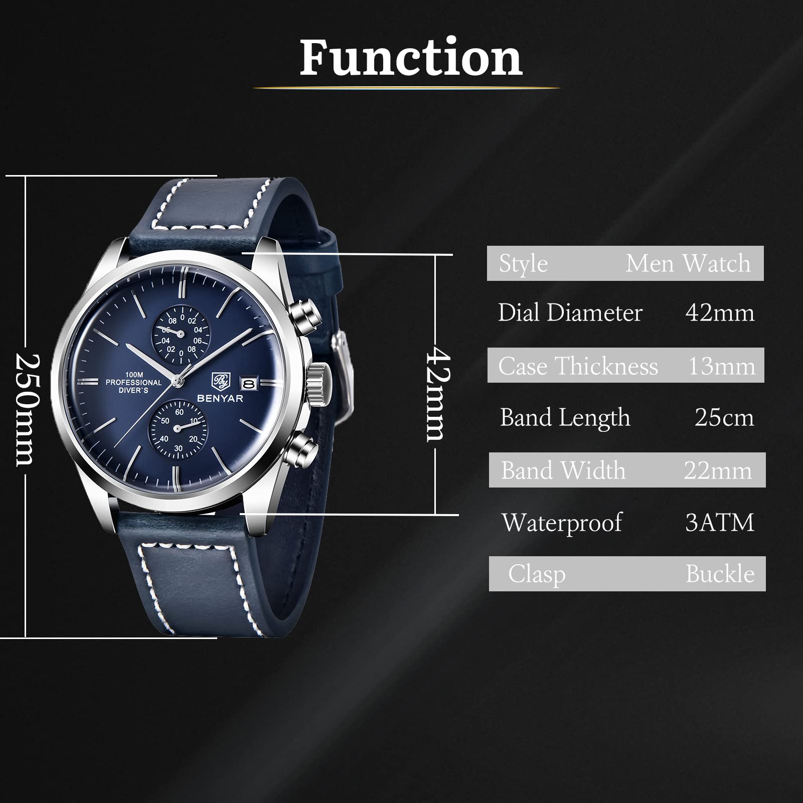 Orologio analogico al quarzo da uomo con cinturino in vera pelle cronografo sportivo da uomo casual orologio da polso calendario calendario impermeabile