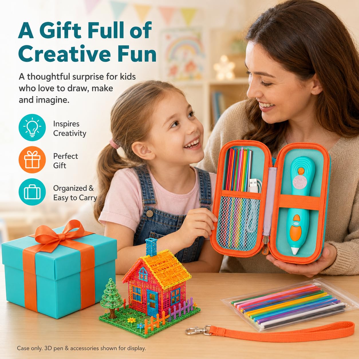 Étui compatible avec 3Doodler Start+ Essentials pour stylos 3D pour enfants, pour stylos 3D, support de transport pour stylo d'impression 3D, recharge en plastique, chargeur micro-USB (boîte