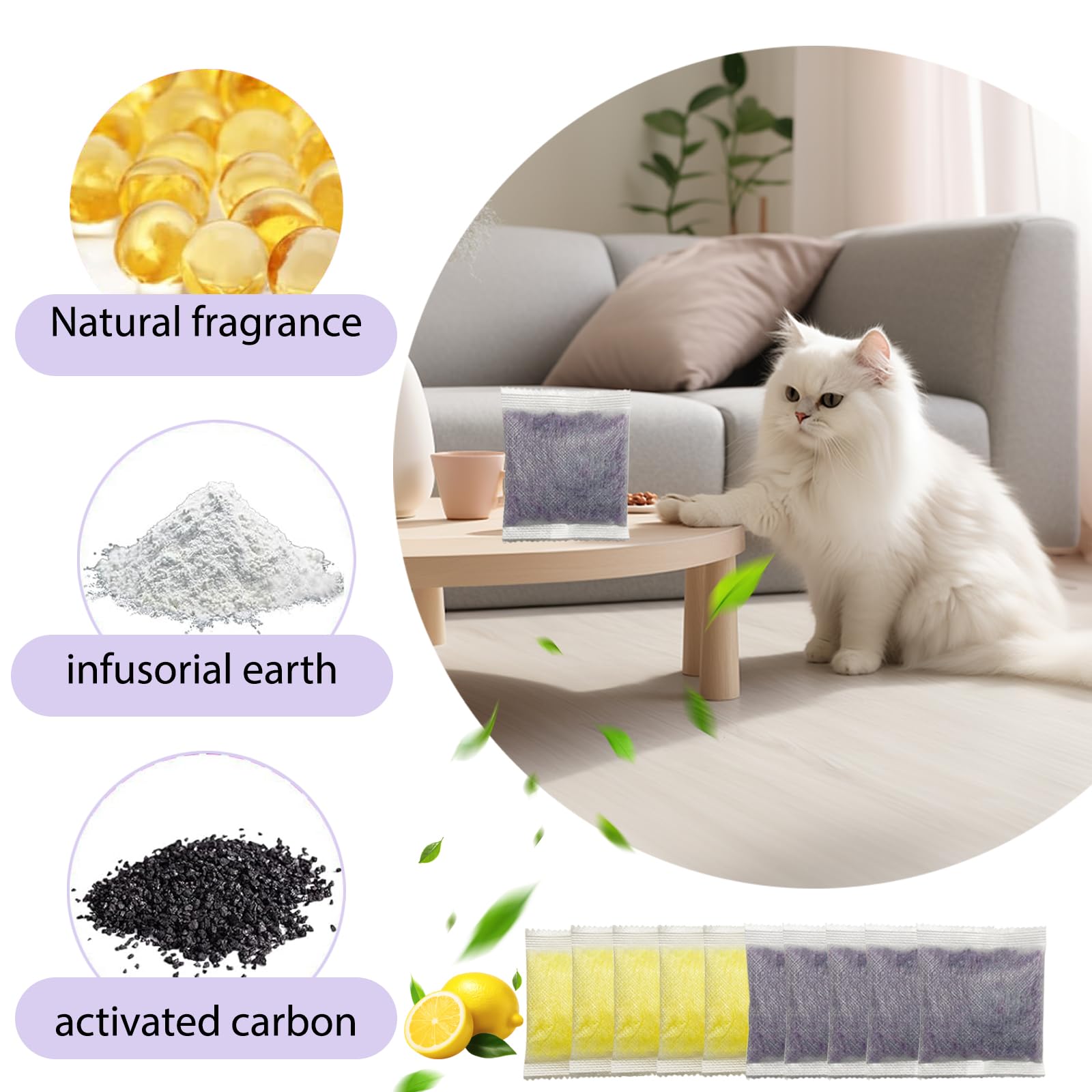 10 PCS Cat Litter Deodorizer Refills Compatible with Whisker OdorTrap Pod,Odor Remover Refills for Litter-Robot 4 Waste Bags & Litter-Robot 3, Litter Box Odor Eliminator (Lemon*5+Lavender*5) - image 2