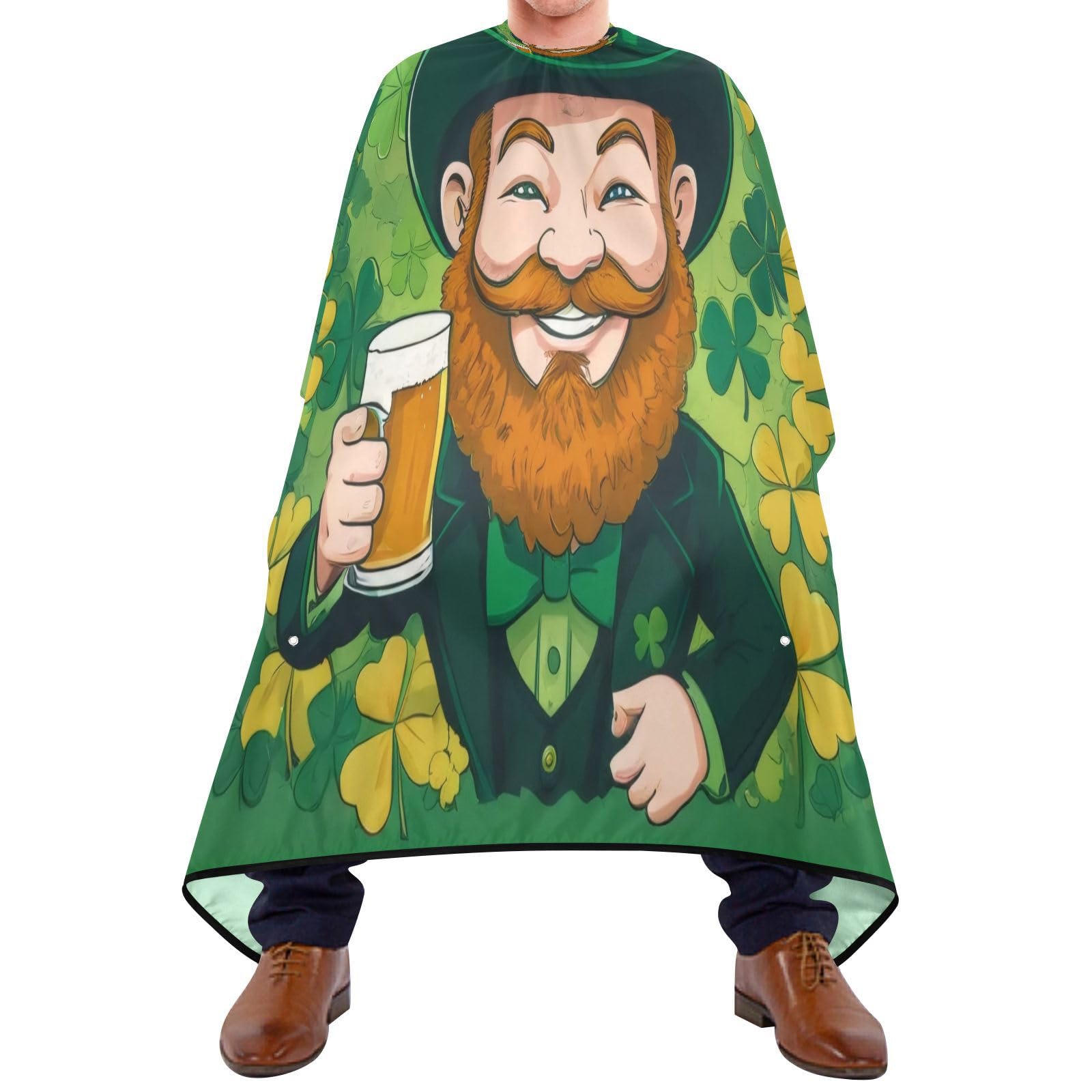Burbuja St. Patrick Beer Barber Cape, Hair Cutting Cape with Adjustable Neckline Waterproof Polyester Salon Barber Cape for Unisex Adult