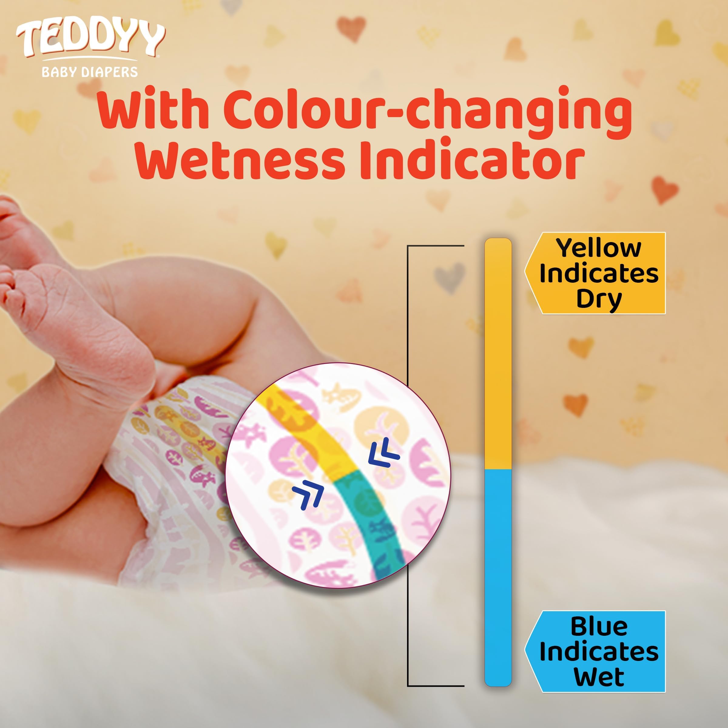 TEDDYY Baby Diapers Pants Premium New Born 132 Count (Pack of 2), 2-5 kgs, High Absorbency, Anti - Bacterial