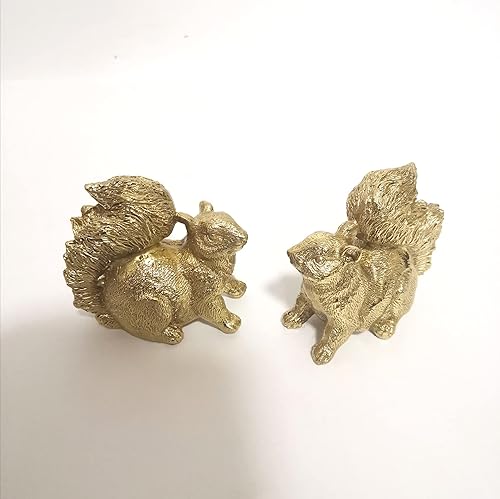 Miniatura 5 de Modelo de figuras de ardilla de latón, estatua de animales lindos de cobre, colección de manualidades, adorno de escritorio, mesa de arena para el