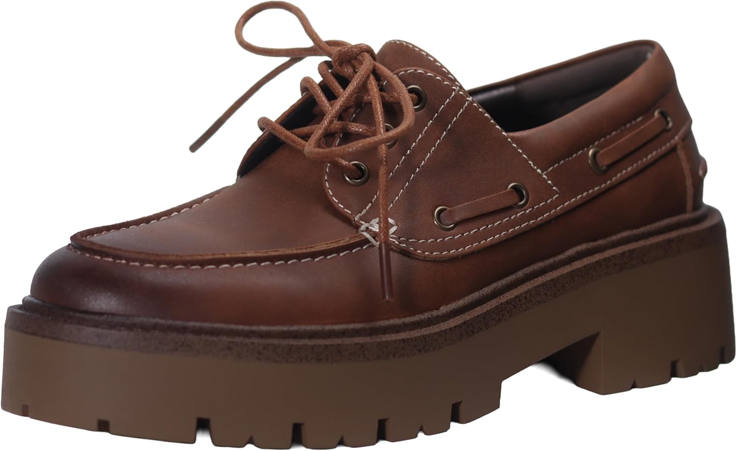 Women's Oxford Shoes Lace-Up Design with Low Platform Heel Non-Slip Sole for Versatile Wear Easy Match Footwear