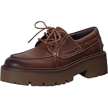 Womens Oxford Shoes Lace-Up Design with Low Platform Heel Non-Slip Sole for Versatile Wear Easy Match Footwear