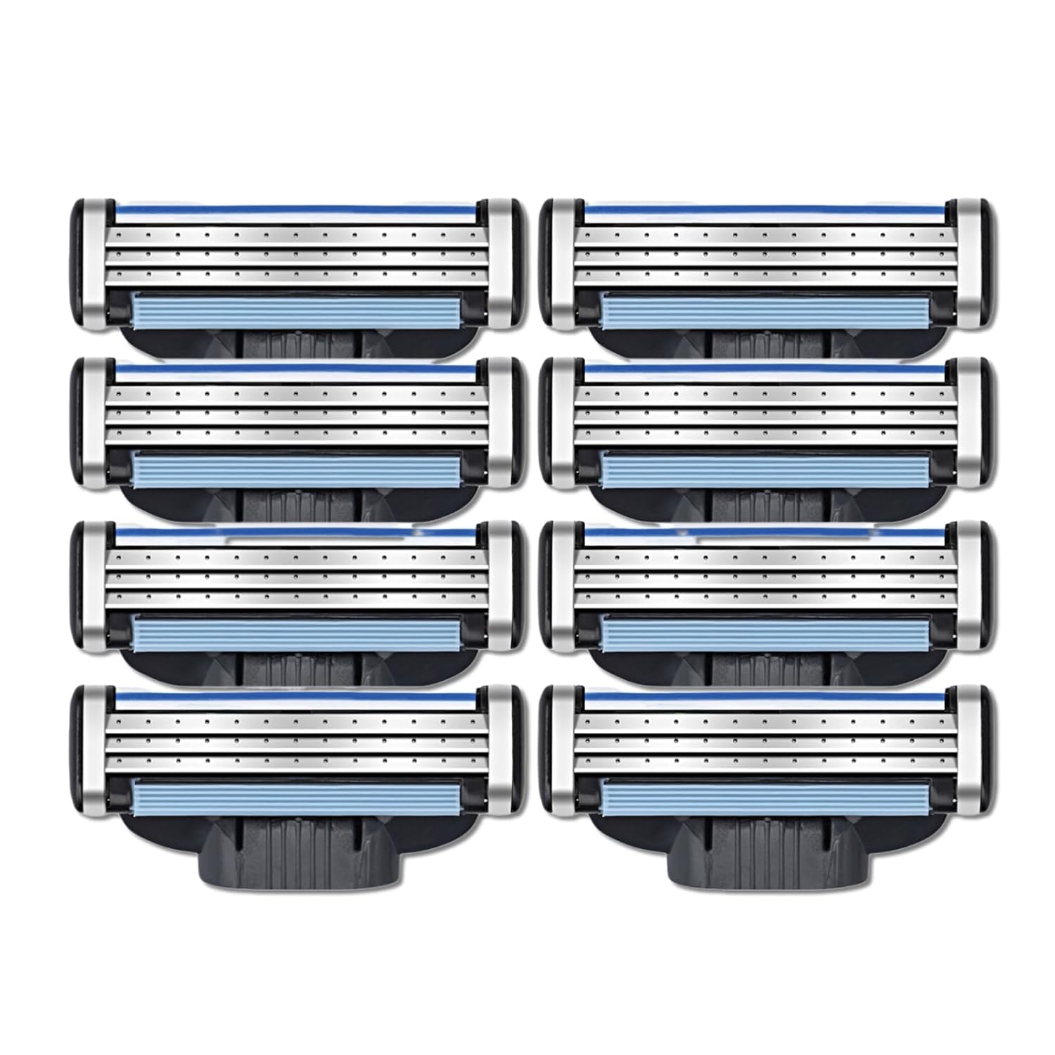 Razor Blades Refills, Manual Turbo Mens Razor Blade 3 Layers Refills, Hair Removal Device Blades for Men, Designed for Sensitive Skin-Use with Shaving Cream for Shaving (8Pcs)