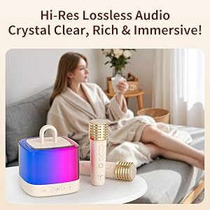Mini Karaoke MachineKids & Adults with 2 Wireless Mics, for 4-12 +Years Old Girl Boy, Led Portable Bluetooth Speaker, Karaoke PA System for Family Gatherings,Halloween