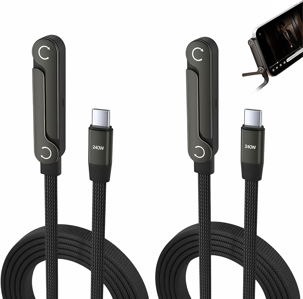 2-Pack USB-C to USB-C Invisible Holder Charging Cable