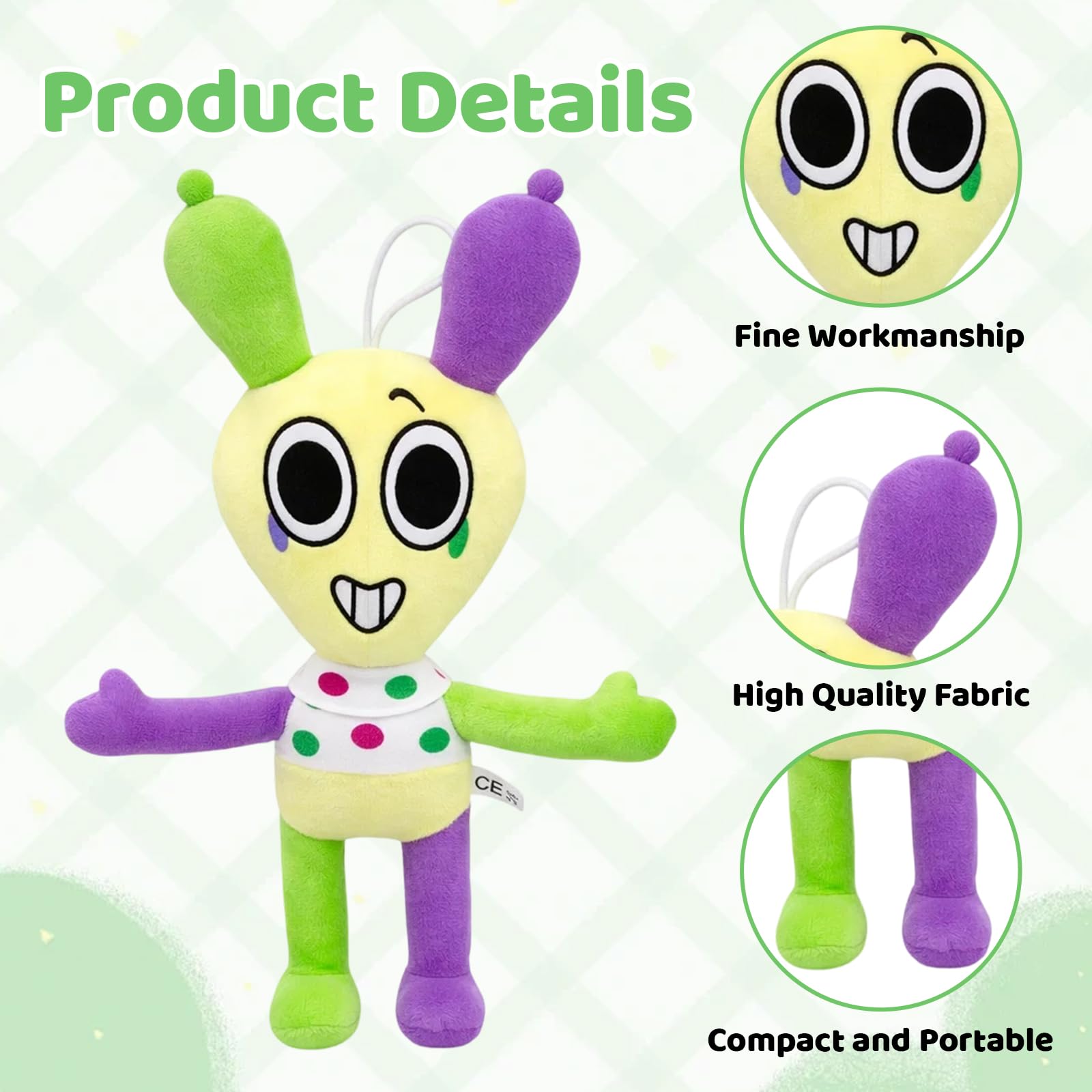 33 cm Cuddly Companion Suitable for Comfort Great for Playtime Companion and Gift for Special Occasions Purple and Green Rabbit Plush Toy - Image 3