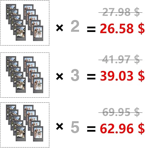 Vista 76 de WOGOZAN Mini marcos de fotos de 3 pulgadas para Fujifilm Instax Mini 12/11/99/90/9/8/7+/EVO Classic Polaroid 2.15 x 3.4 pulgadas, tamaño cartera