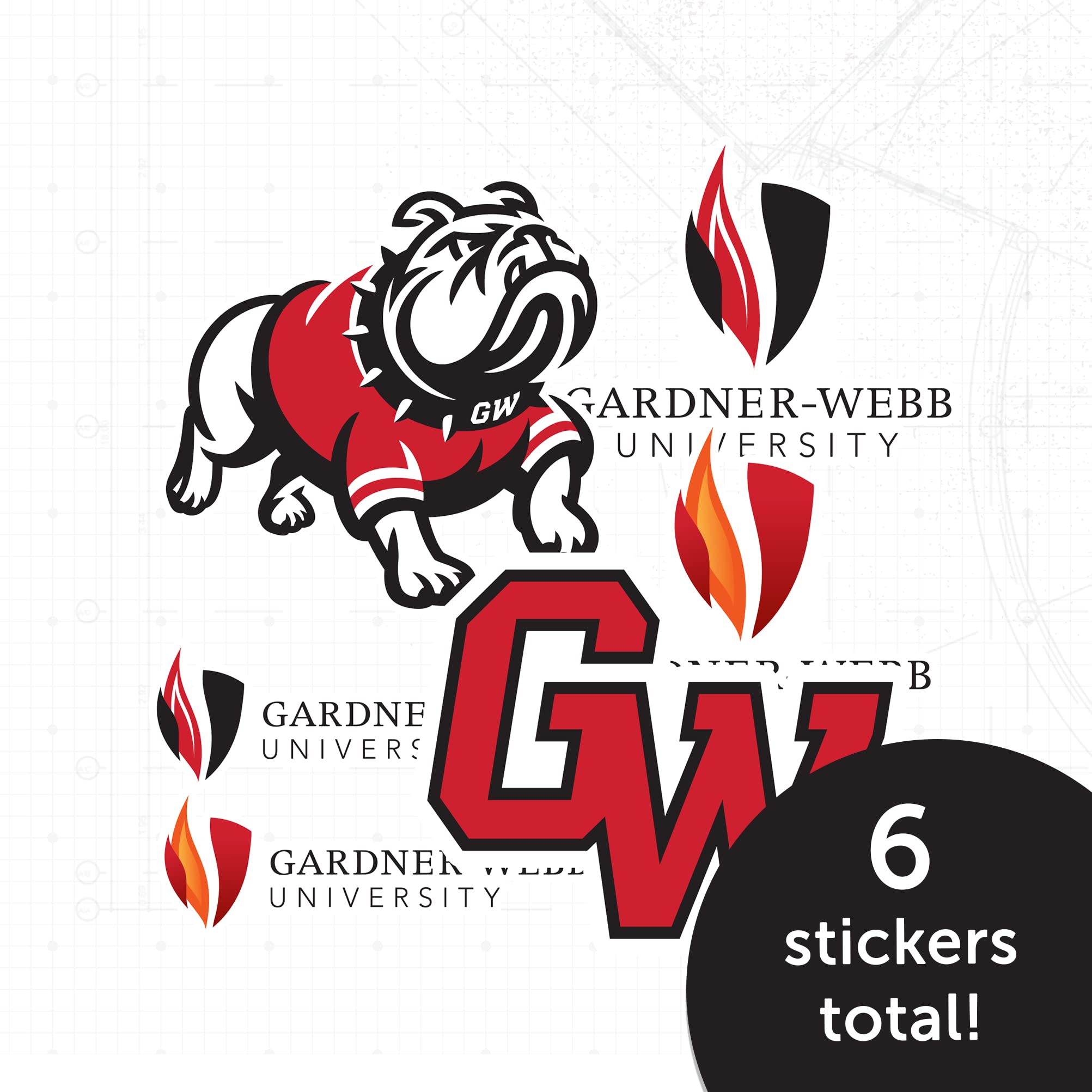 Gardner-Webb University Sticker Sheet – 6 Decals For Laptop, Car, Water Bottle & More - View #4