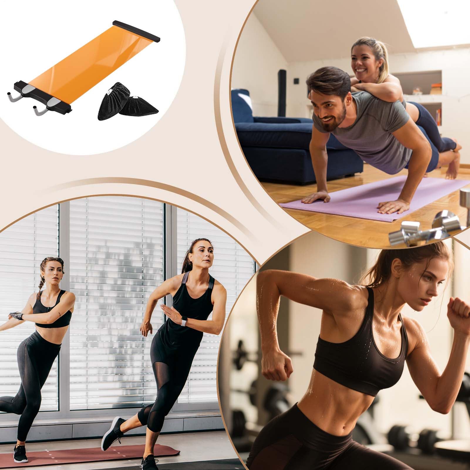 Trenażer ślizgowy, pochłaniający wstrząsy, kompaktowy sprzęt treningowy, mata ślizgowa do ćwiczeń fitness, dla początkujących, entuzjastów oraz przyjaciół na siłowni domowej z ćwiczeniami wewnątrz i