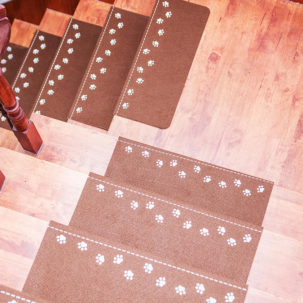 YTBHSHXZ stair treads， 5 Pieces Paw Print Stair Treads Mats Luminous Self-Adhesive at Night(B)