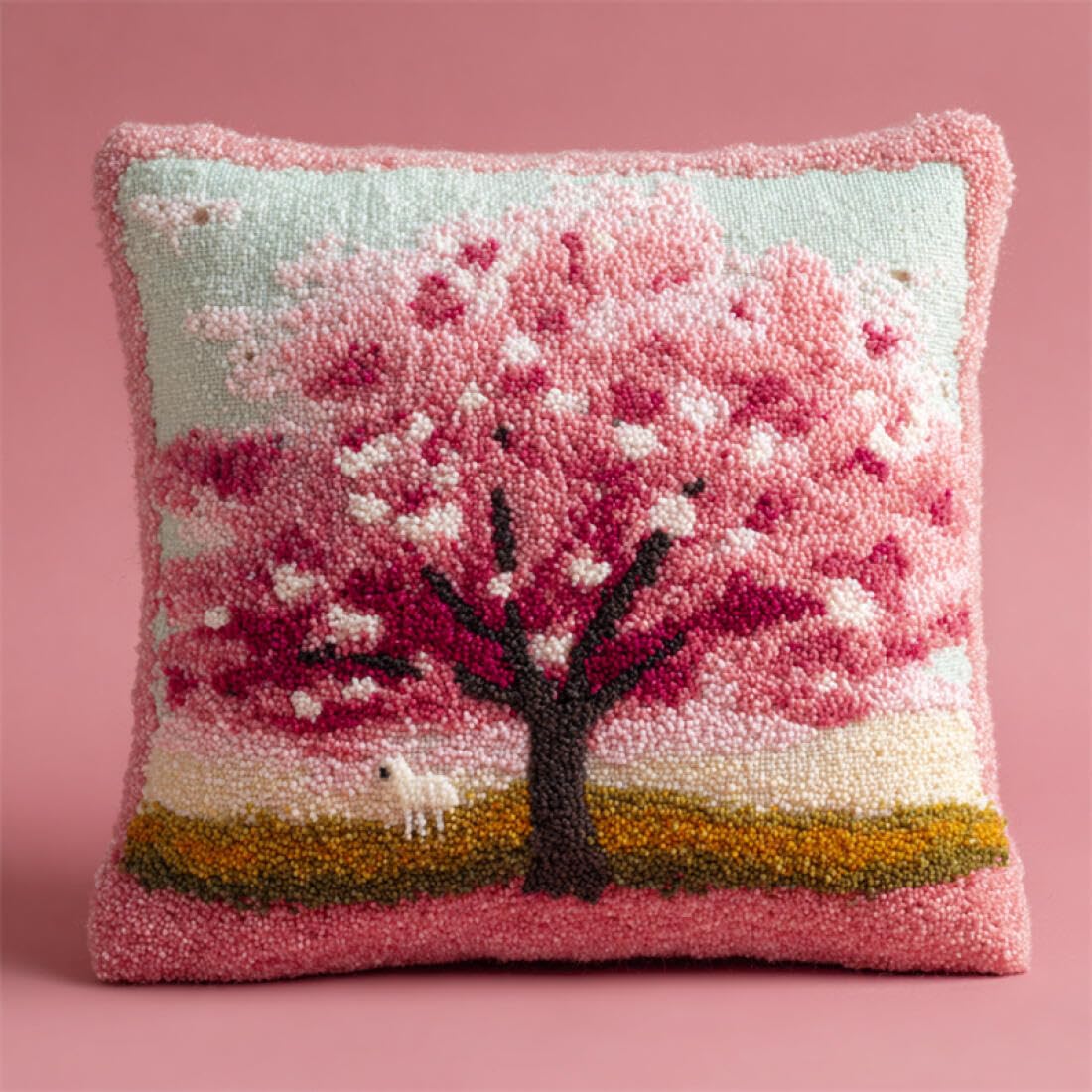 Kitquiver Latch Hook Pillow Kit Anime Flower Tree Latch Hook Kit for Adults Beginners Embroidery Crochet Set DIY Throw Pillow Covers Kits 17x17In
