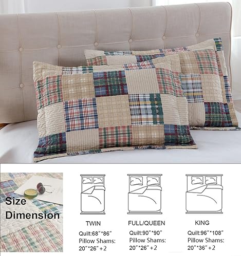 Miniatura 7 de Ycosy Juego de edredón a cuadros beige tamaño matrimonialqueen, colcha reversible a cuadros, suave y ligera, para todas las estaciones, 1 edredón y