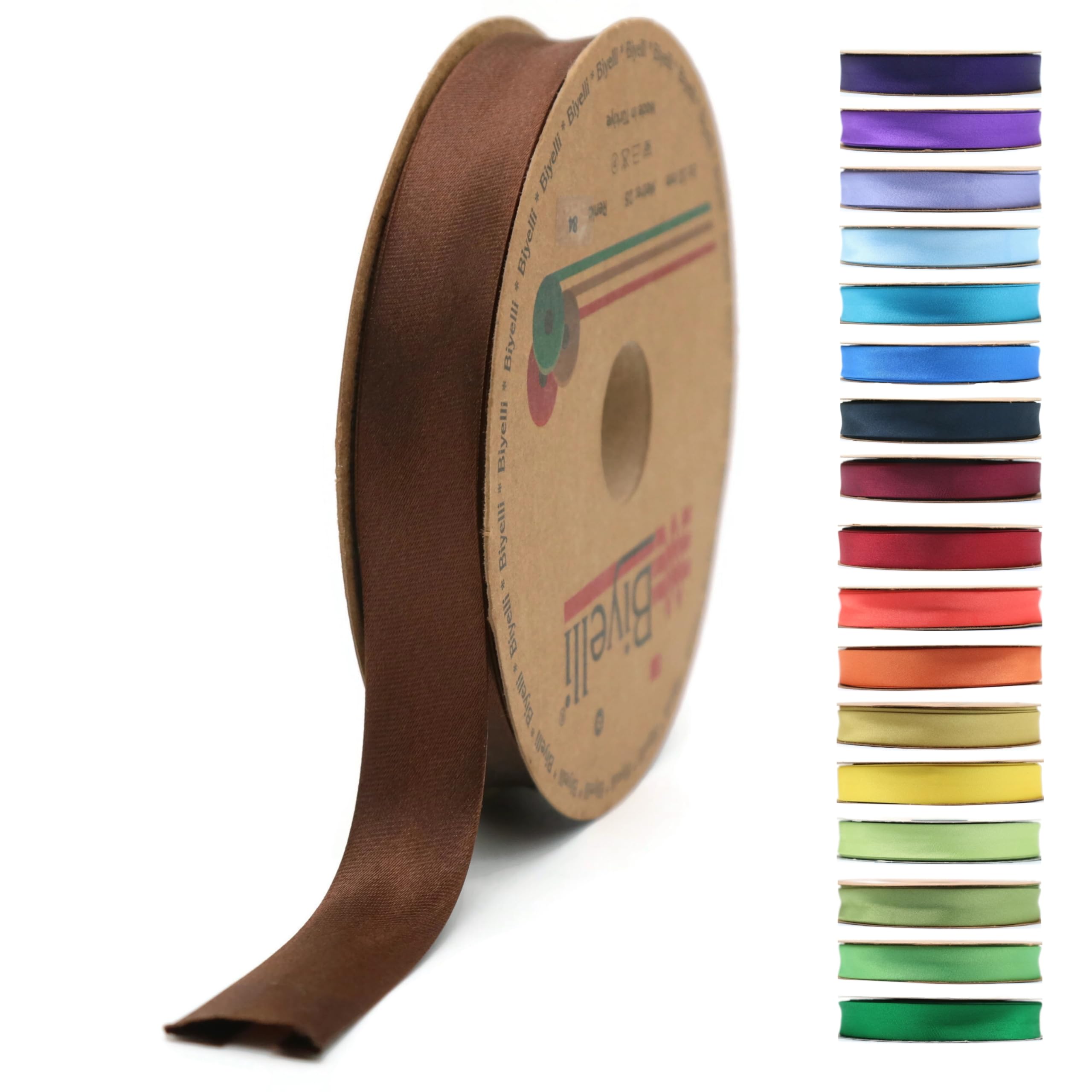 Fold Satin Bias Tape - 99+ Colors - 3/4 Inches Wide - 27 Yards - Fold Satin Binding Bias Ribbon Fabric Piping Bias Binding Tape for Sewing Clothing DIY (84. Dark Brown) BYS84
