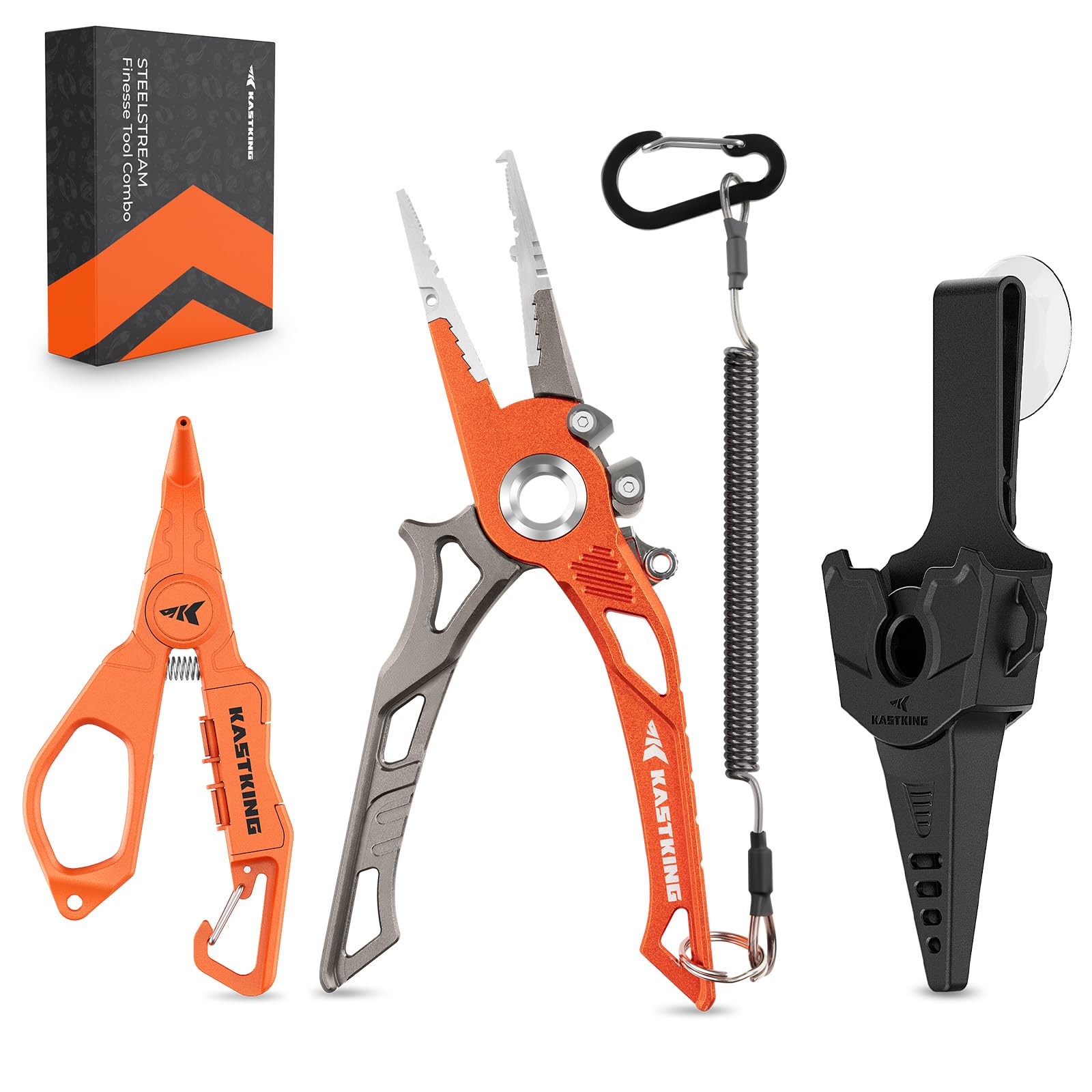 KastKing AlumaStream 7.5" Aluminum Fishing Pliers, Crossover Pliers, Wacky & Neko Rig Pliers With O-Ring Storage, Fishing Gear, Fishing Gifts for Men, Corrosion-Resistant Saltwater & Freshwater Pliers