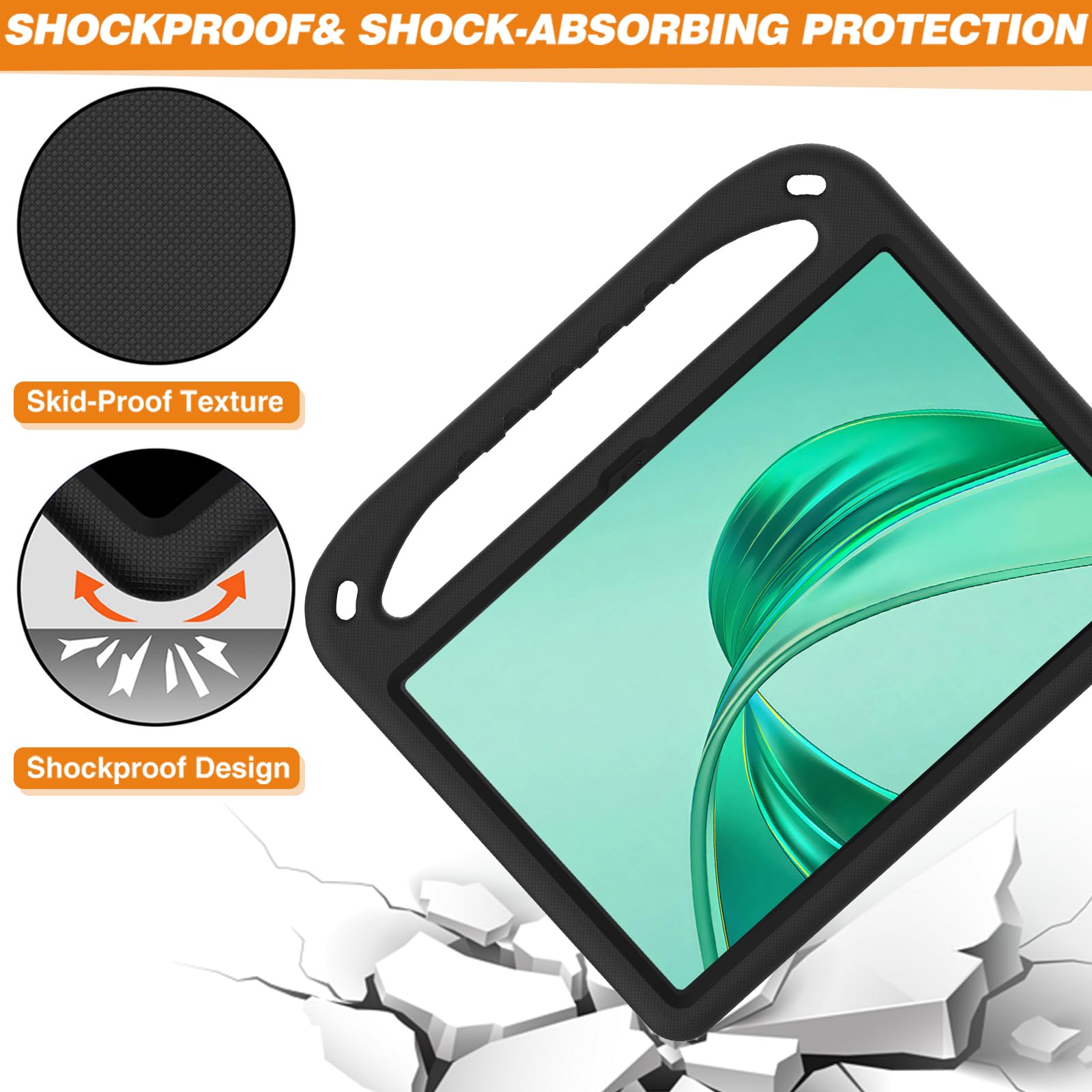 FDHYFGDY Custodia per Honor Pad X8a/Honor Pad X8b Cover, Custodia Leggera e Resistente Antiurto con Maniglia per Il Trasporto, Robusta Cover Protettiva per Bambini e Adulti,Nero