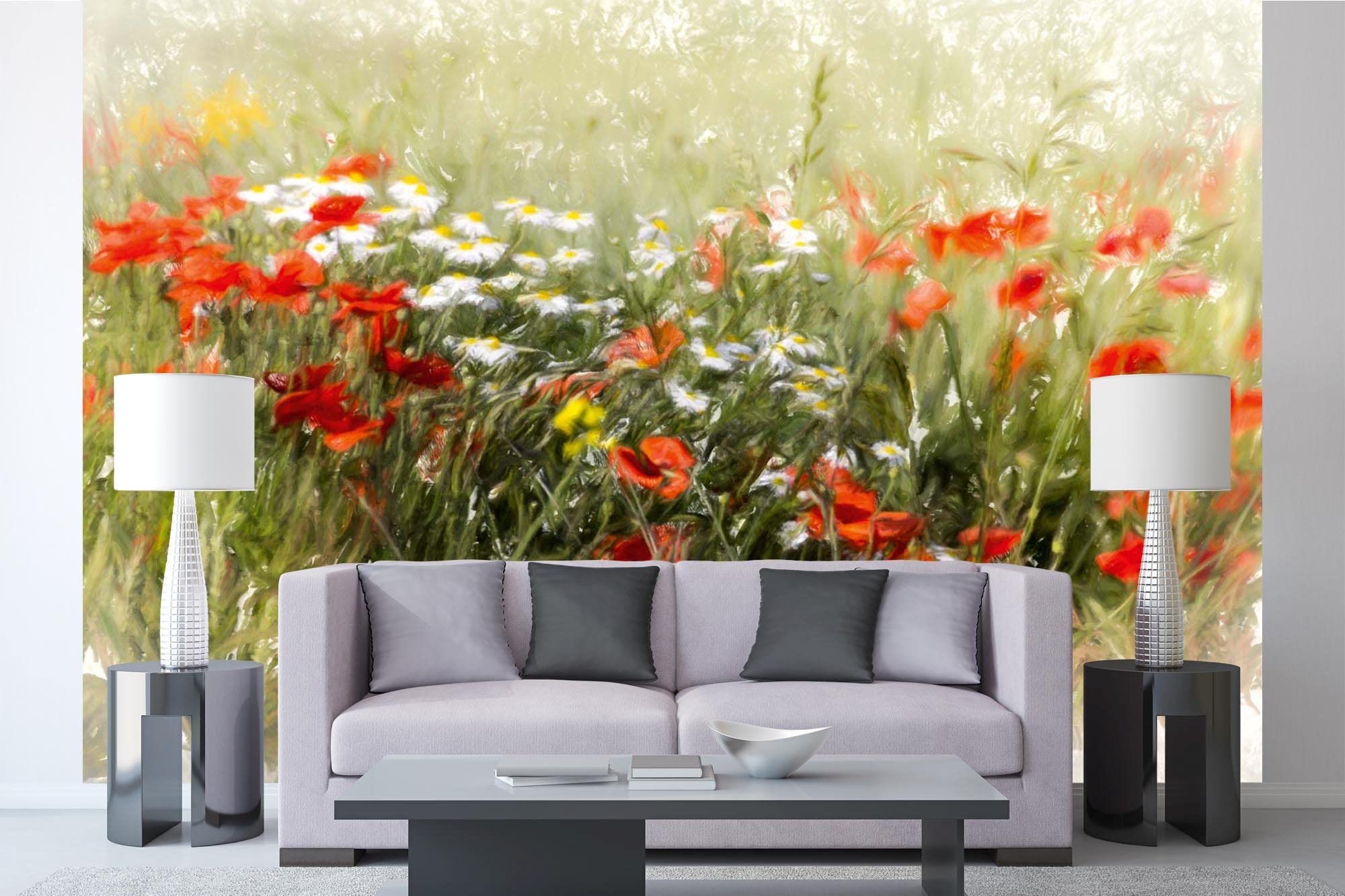 DIMEX LINE Non-Woven Photo Wallpaper Painting - Poppy Field 375 x 250 cm - Non-Woven Wallpaper, wall Mural, wall Art - Wallpaper for Living Room, Bedroom, Office, Kitchen — image 1
