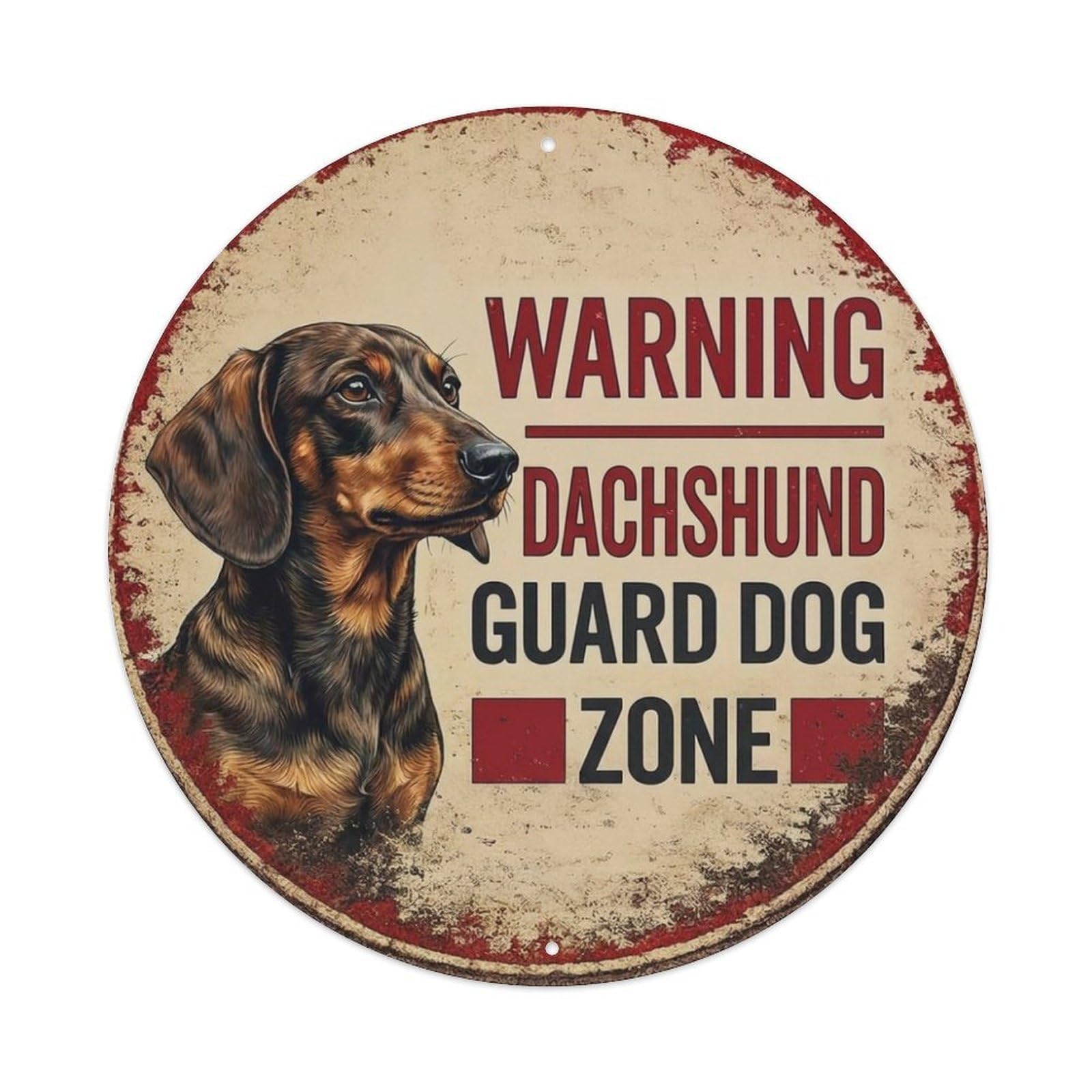 Metal Tin Sign Vintage Warning Dachshund