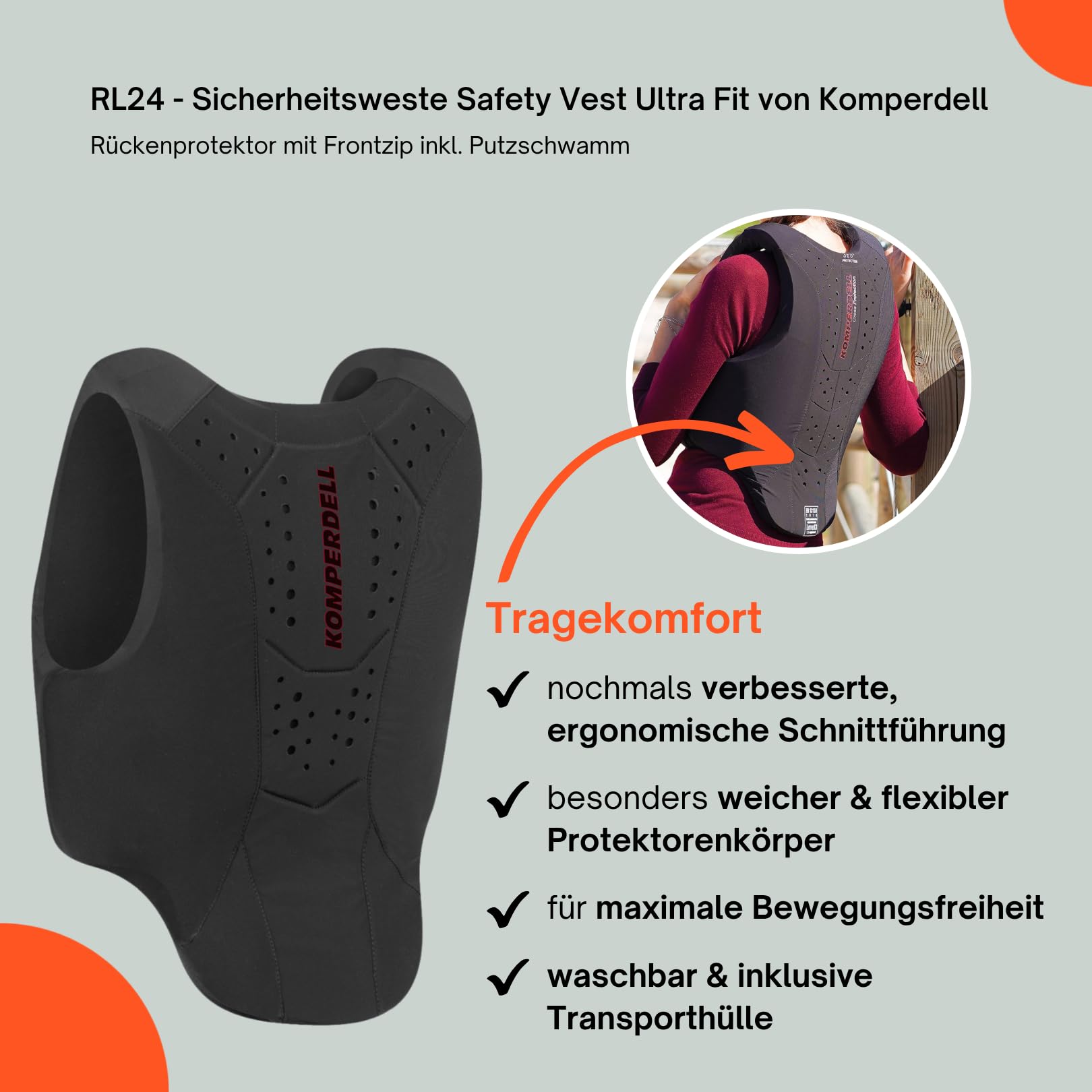 RL24 - Sicherheitsweste Safety Vest Ultra Fit – Schwarz – XS-XL
