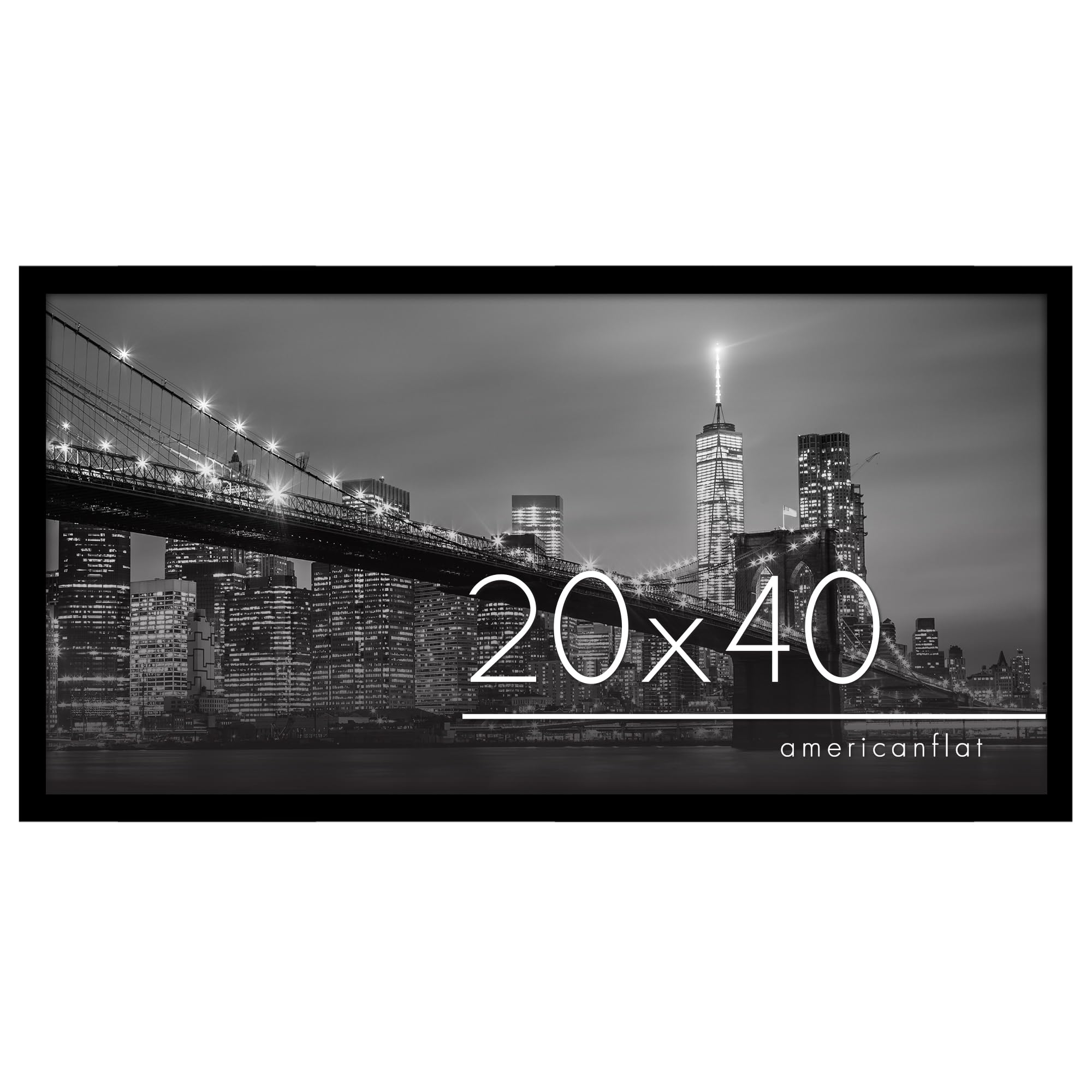 Americanflat Bilderrahmen 100x40 cm aus MDF-Holz mit bruchsicherem Plexi-Scheibe - Bilderrahmen 40x100 cm mit integrierter Aufhängung - für vertikale oder horizontale Wandmontage - Schwarz
