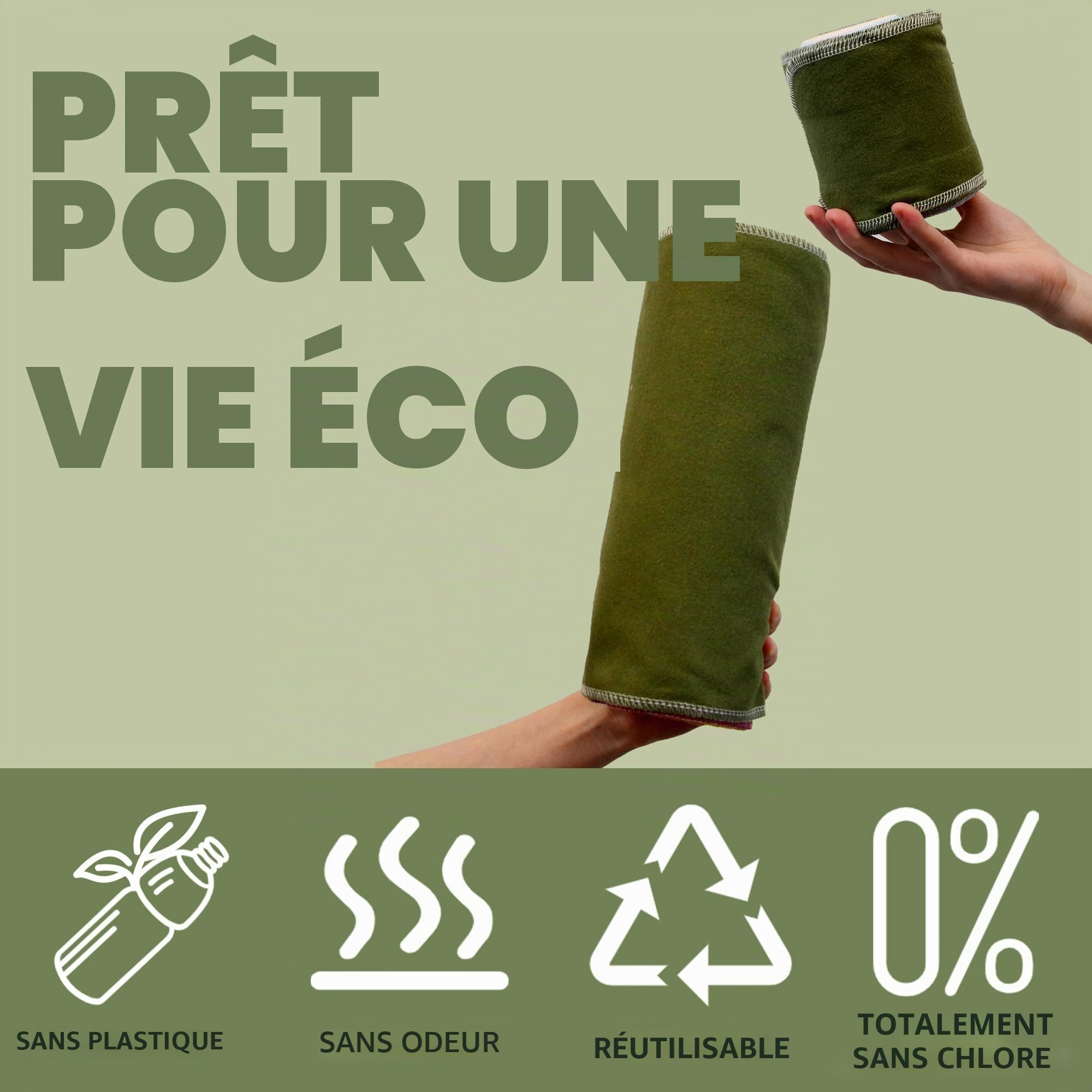 Lot de 60 rouleaux de papier toilette réutilisables et lavables pour bidet absorbants - Serviettes rerollables sans papier pour camping-car, sans gaspillage
