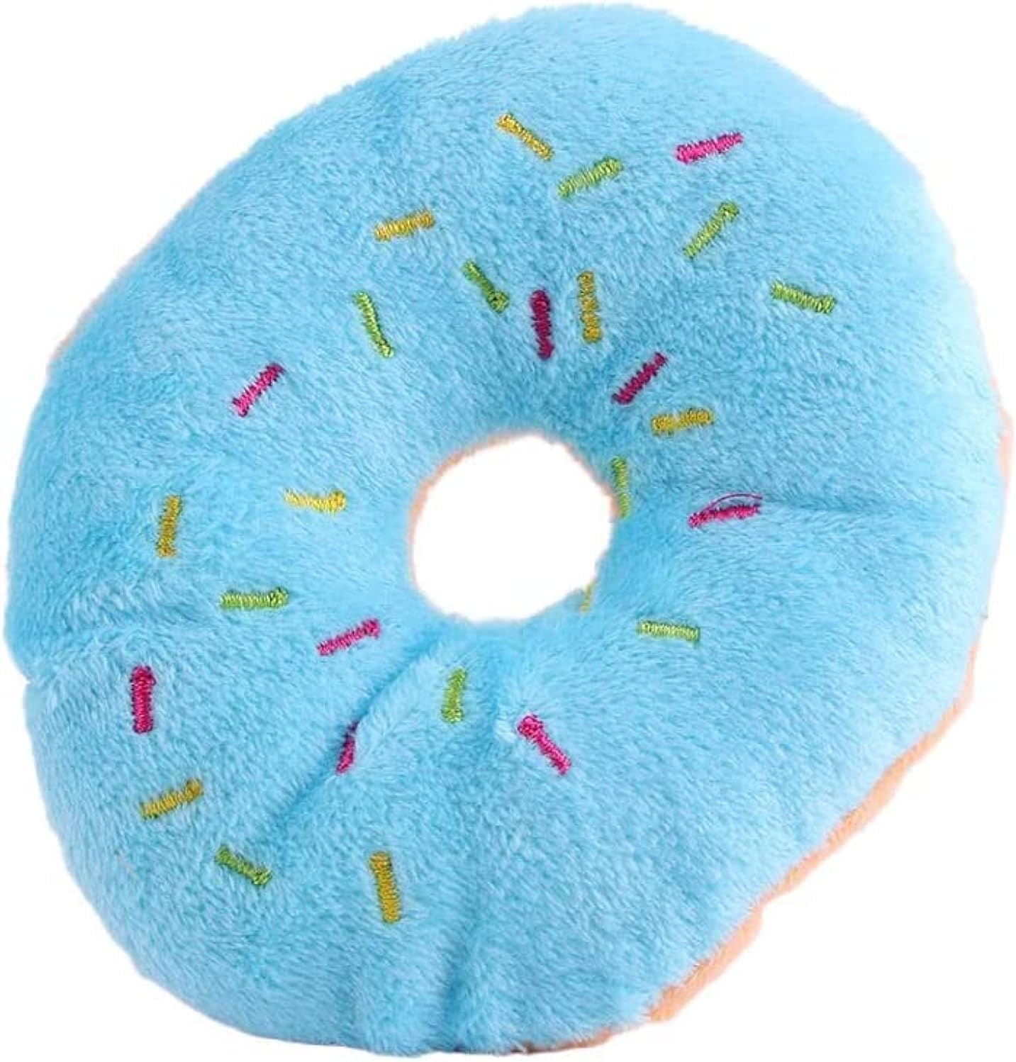 Dwang 1PCS Donut Shape Plush Blue Pet Toy,Lovely Donut Shaped Squeaky Squeaking Sound Toy for Pet Chew Dog Blueberry Squeaky Plush Dog Toy Chew Guard Technology