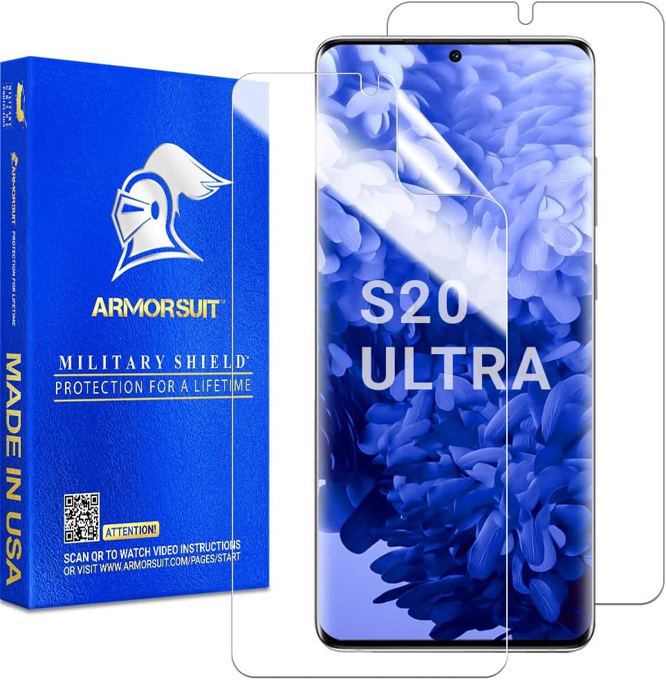 ArmorSuit (2 Pack) MilitaryShield Screen Protector Designed For Samsung Galaxy S20 Ultra 5G (6.9") (Case Friendly) Ultrasonic Fingerprint Compatible Anti-Bubble HD Clear Film