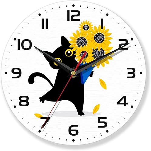 Miniatura 13 de Relojes de pared, reloj de pared de madera de vino tinto decorativo, reloj de pared de cocina con pilas, reloj de pared redondo de 10 pulgadas para